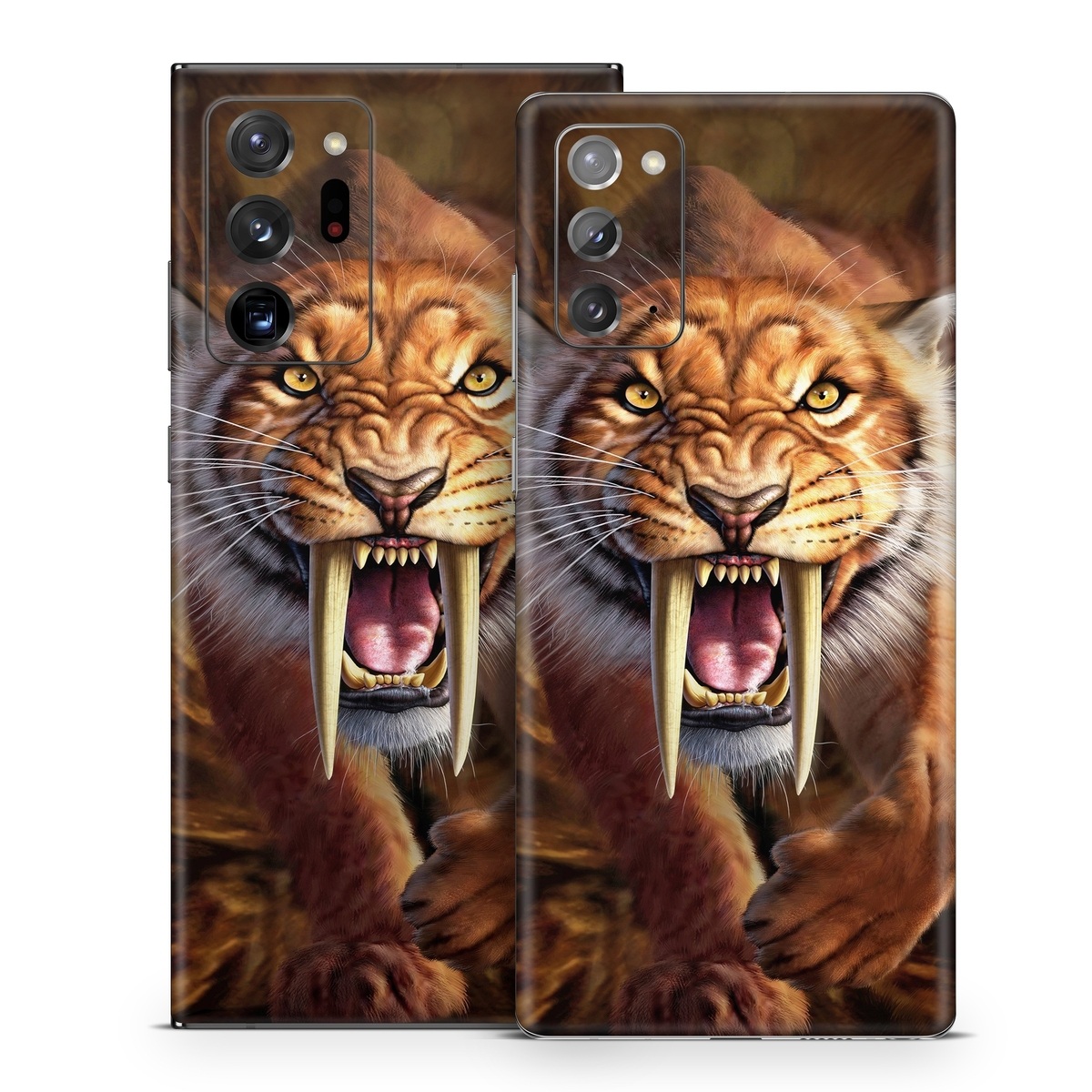 Samsung Galaxy Note 20 Series Skin design of Roar, Felidae, Facial expression, Wildlife, Whiskers, Bengal tiger, Carnivore, Snout, Big cats, Fang, with black, orange, yellow, white colors