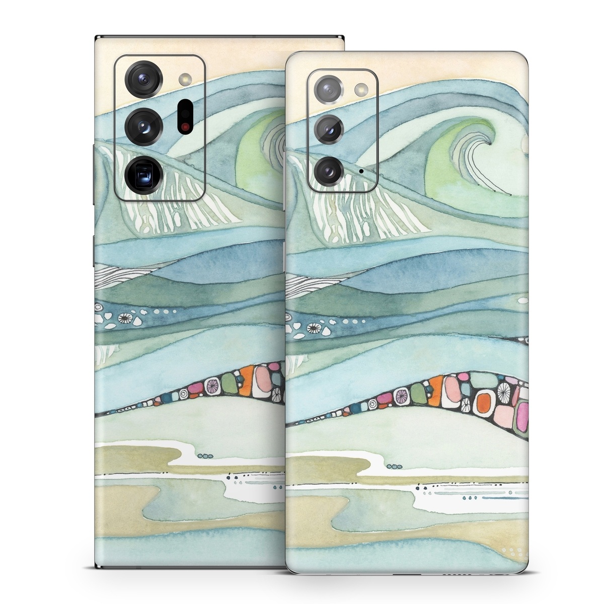 Samsung Galaxy Note 20 Series Skin design of Line, Illustration, Art, with blue, green, orange, pink, black, white, yellow colors