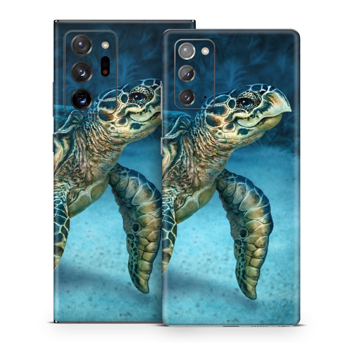 Samsung Galaxy Note 20 Series Skin design of Water, Nature, Organism, Reptile, Turtle, Hawksbill sea turtle, Underwater, Wildlife, Sea turtle, Reef, with green, gray, blue, white colors