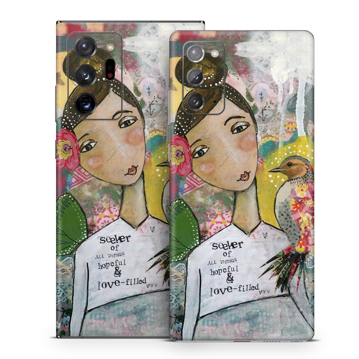 Samsung Galaxy Note 20 Series Skin design of Art, Painting, Illustration, Visual arts, Watercolor paint, Acrylic paint, Flower, Plant, Paint, Modern art, with white, green, pink, red, yellow colors