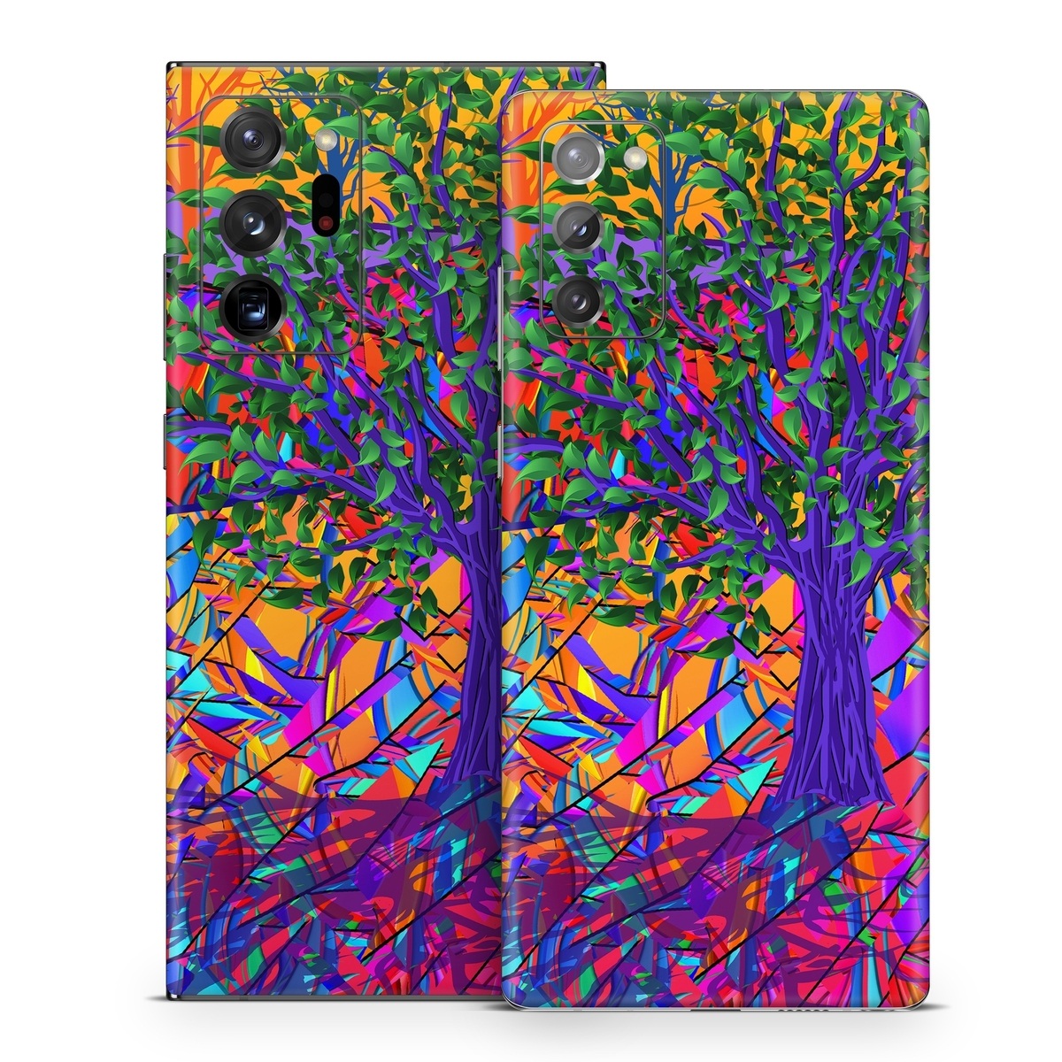 Samsung Galaxy Note 20 Series Skin design of Psychedelic art, Pattern, Visual arts, Art, Plant, Acrylic paint, Modern art, with green, purple, orange, blue, purple, yellow, red colors