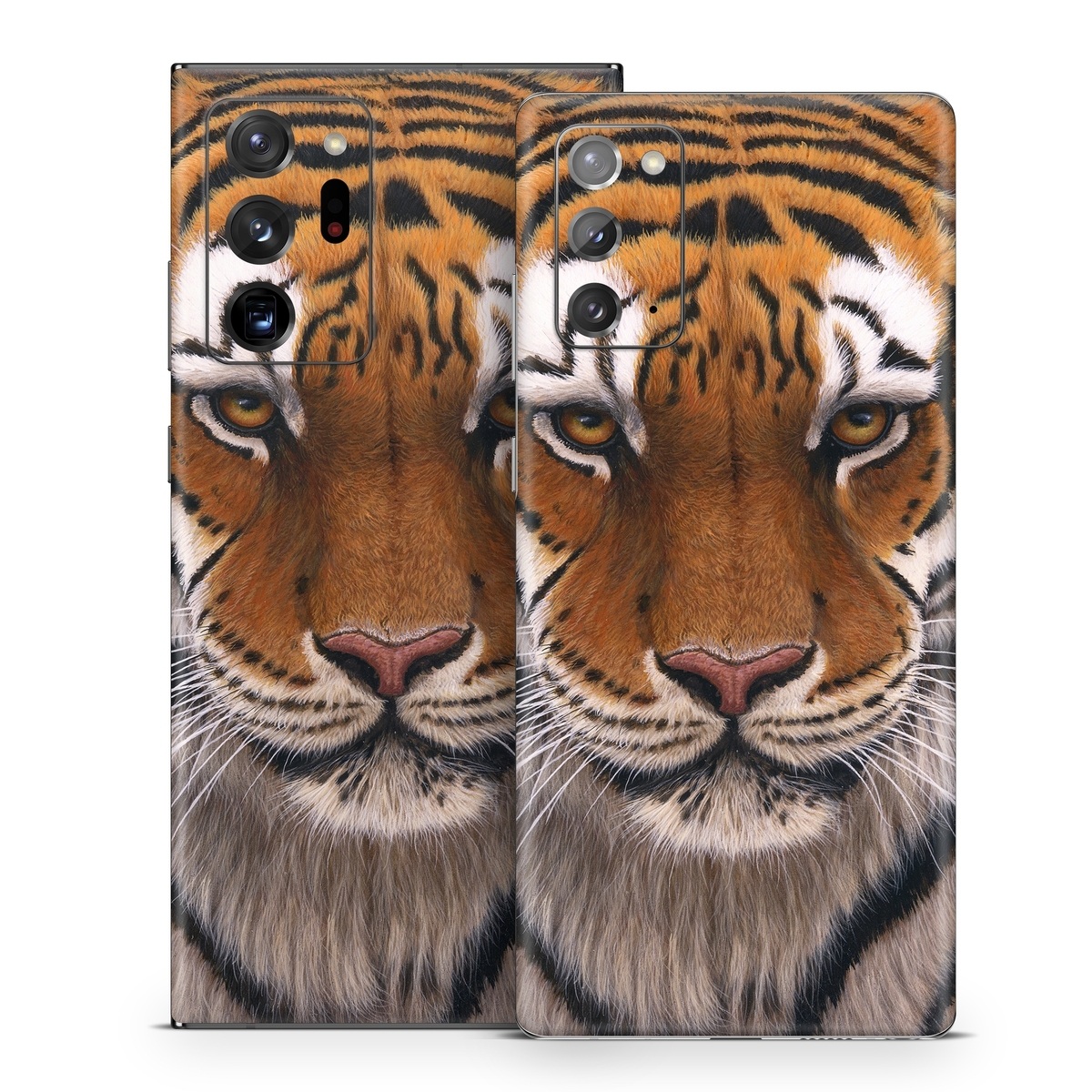 Samsung Galaxy Note 20 Series Skin design of Tiger, Mammal, Wildlife, Terrestrial animal, Vertebrate, Bengal tiger, Whiskers, Siberian tiger, Felidae, Snout, with black, gray, red, green, pink colors