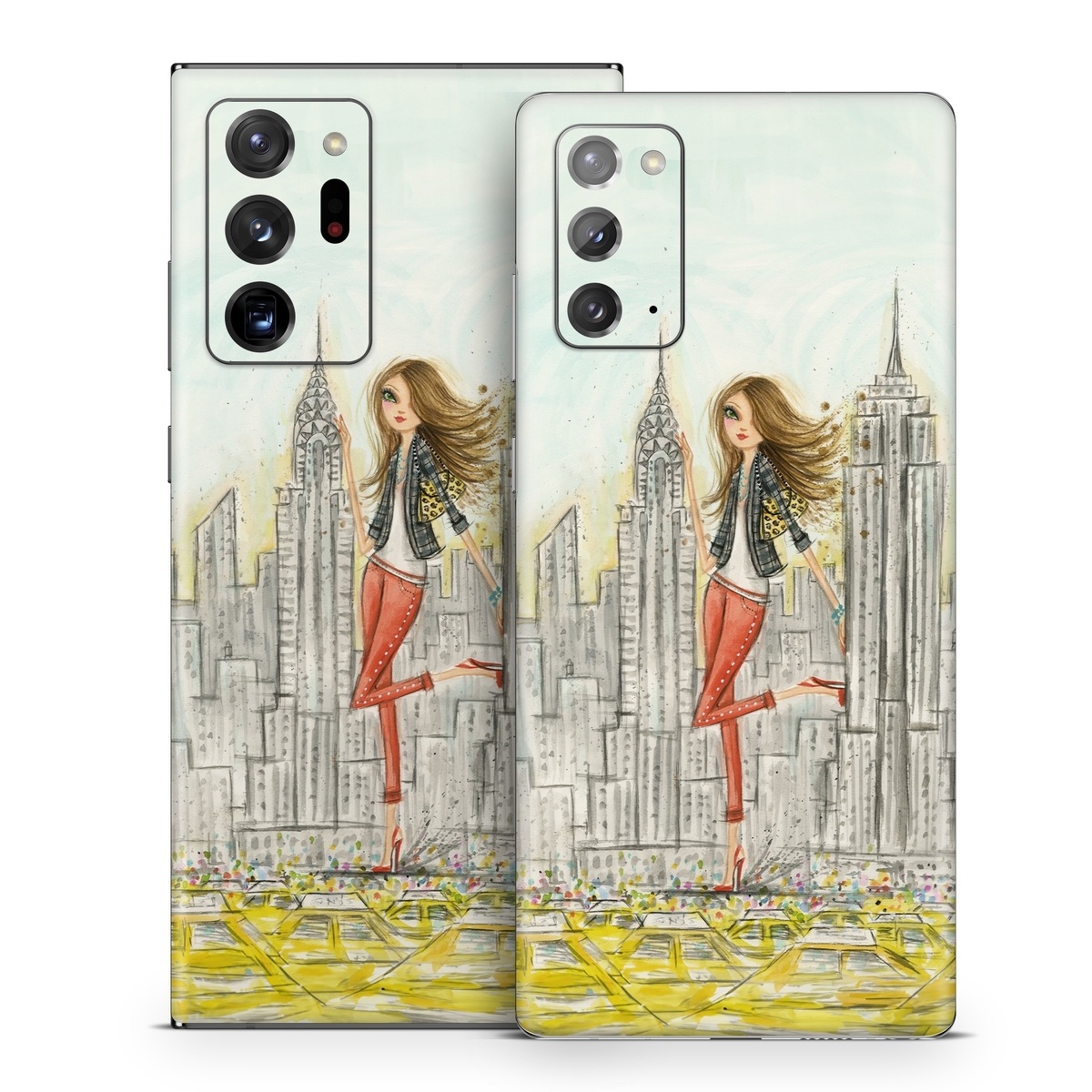 Samsung Galaxy Note 20 Series Skin design of Human settlement, Fashion illustration, Illustration, City, Art, Architecture, Drawing, Fictional character, with gray, green, black, red colors