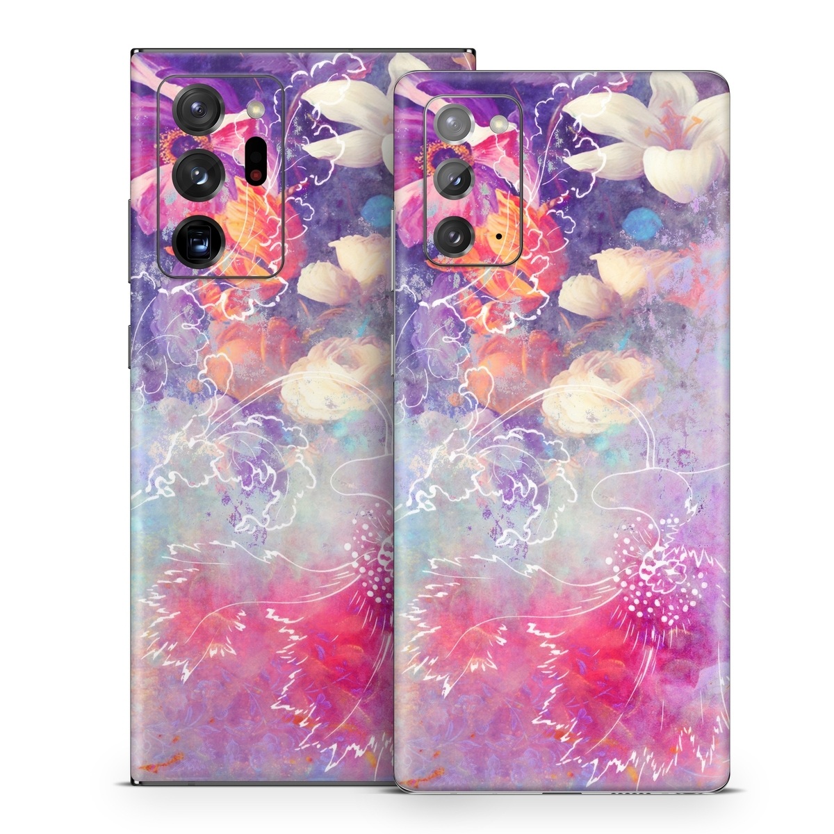 Samsung Galaxy Note 20 Series Skin design of Purple, Violet, Pink, Graphic design, Illustration, Sky, Art, Design, Watercolor paint, Graphics, with purple, white, red, orange, blue colors