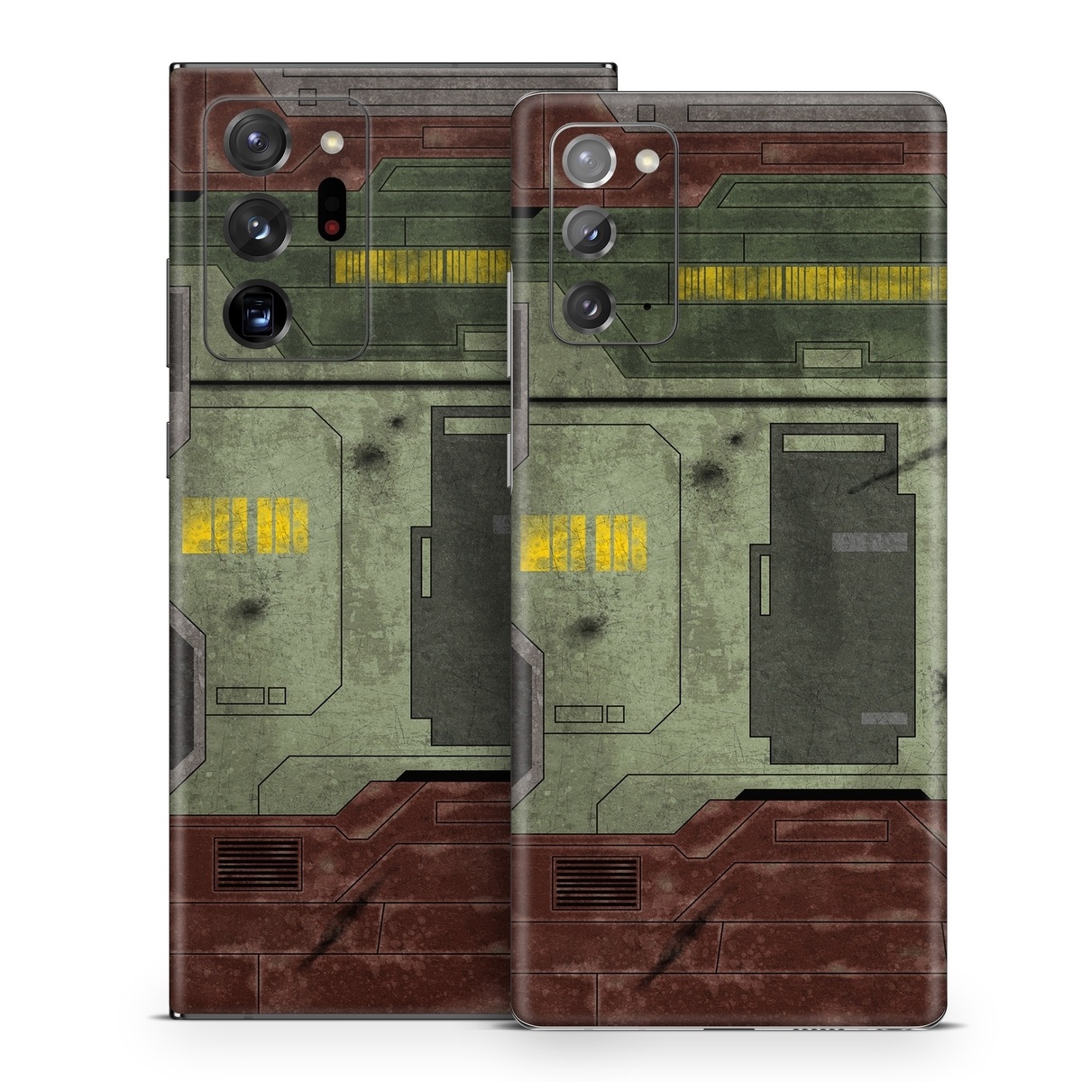 Samsung Galaxy Note 20 Series Skin design of Rectangle, Screenshot, Font, Wood, Pattern, Symmetry, Machine, Gas, Parallel, Engineering, with red, green, yellow, black, gray, white colors