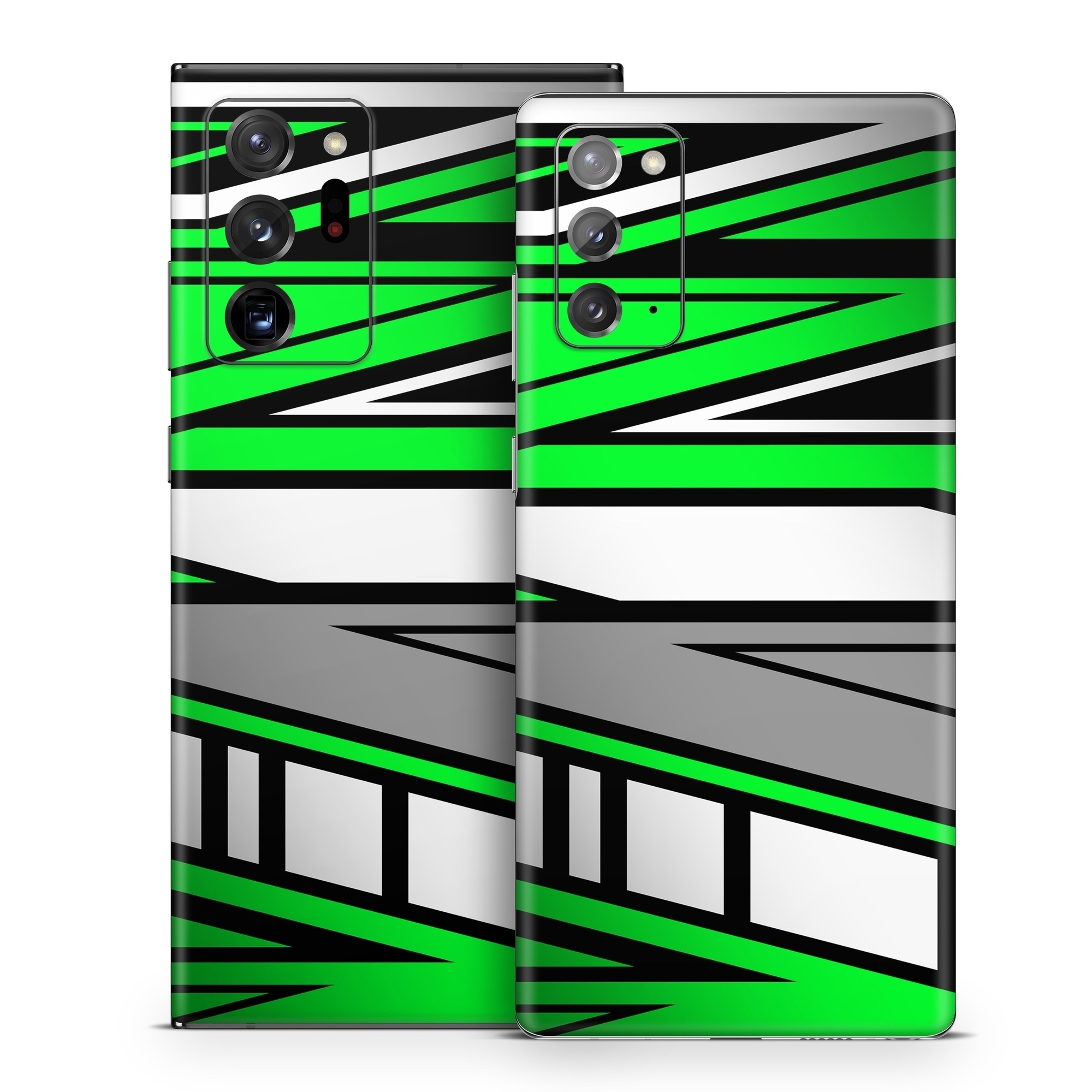 Samsung Galaxy Note 20 Series Skin design of Colorfulness, Green, Rectangle, Slope, Font, Line, Material property, Parallel, Tints and shades, Graphics, with black, green, white, gray colors