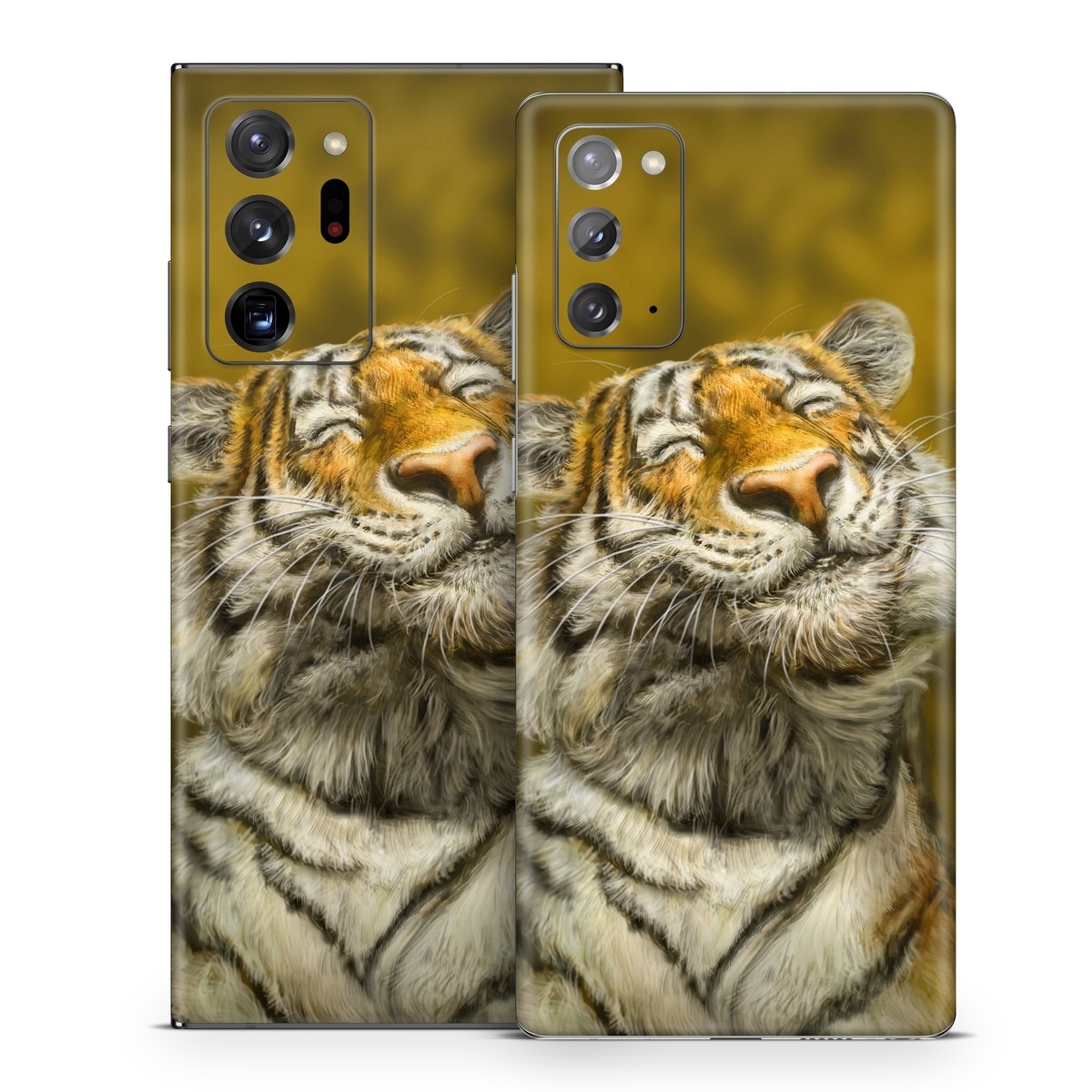 Samsung Galaxy Note 20 Series Skin design of Tiger, Vertebrate, Bengal tiger, Mammal, Wildlife, Siberian tiger, Terrestrial animal, Felidae, Snout, Whiskers, with black, white, orange, yellow colors