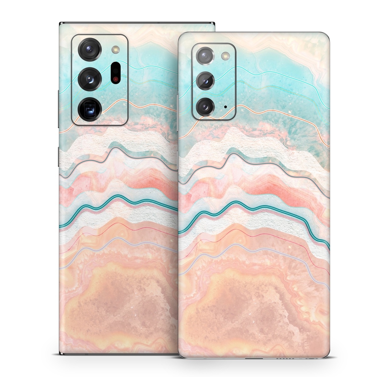 Samsung Galaxy Note 20 Series Skin design of Aqua, Line, Pattern, Watercolor paint, Design, Illustration, Art, with blue, pink, white, orange, yellow colors