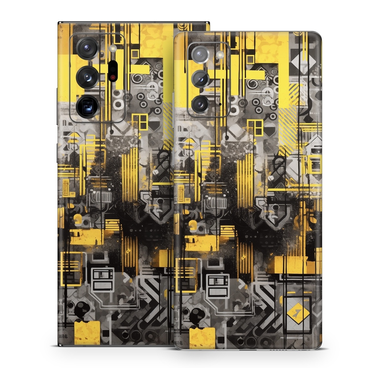 Samsung Galaxy Note 20 Series Skin design of Rectangle, Yellow, Font, Art, City, Engineering, Tints and shades, Pattern, Symmetry, Space, with black, white, gray, yellow colors