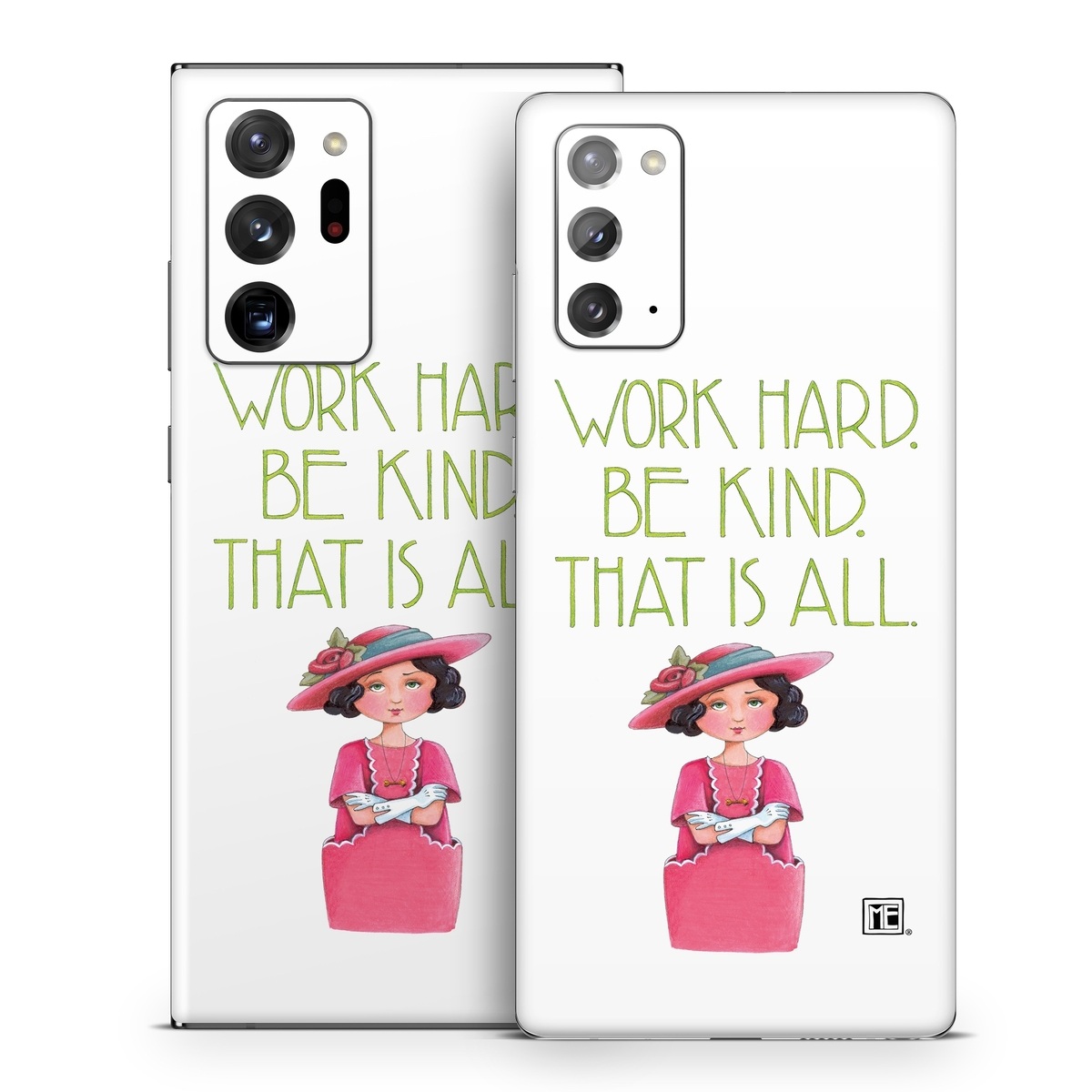 Samsung Galaxy Note 20 Series Skin design of Pink, Headgear, Font, Hat, with white, green, pink, black, white, yellow, blue colors