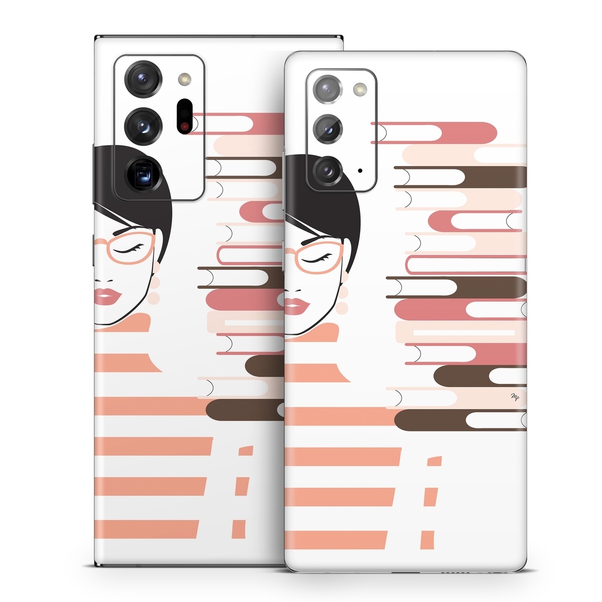 Samsung Galaxy Note 20 Series Skin design of Eyebrow, Gesture, Font, Carmine, Graphics, Thumb, Art, Illustration, Graphic design, Lipstick, with white, black, pink, brown, red colors