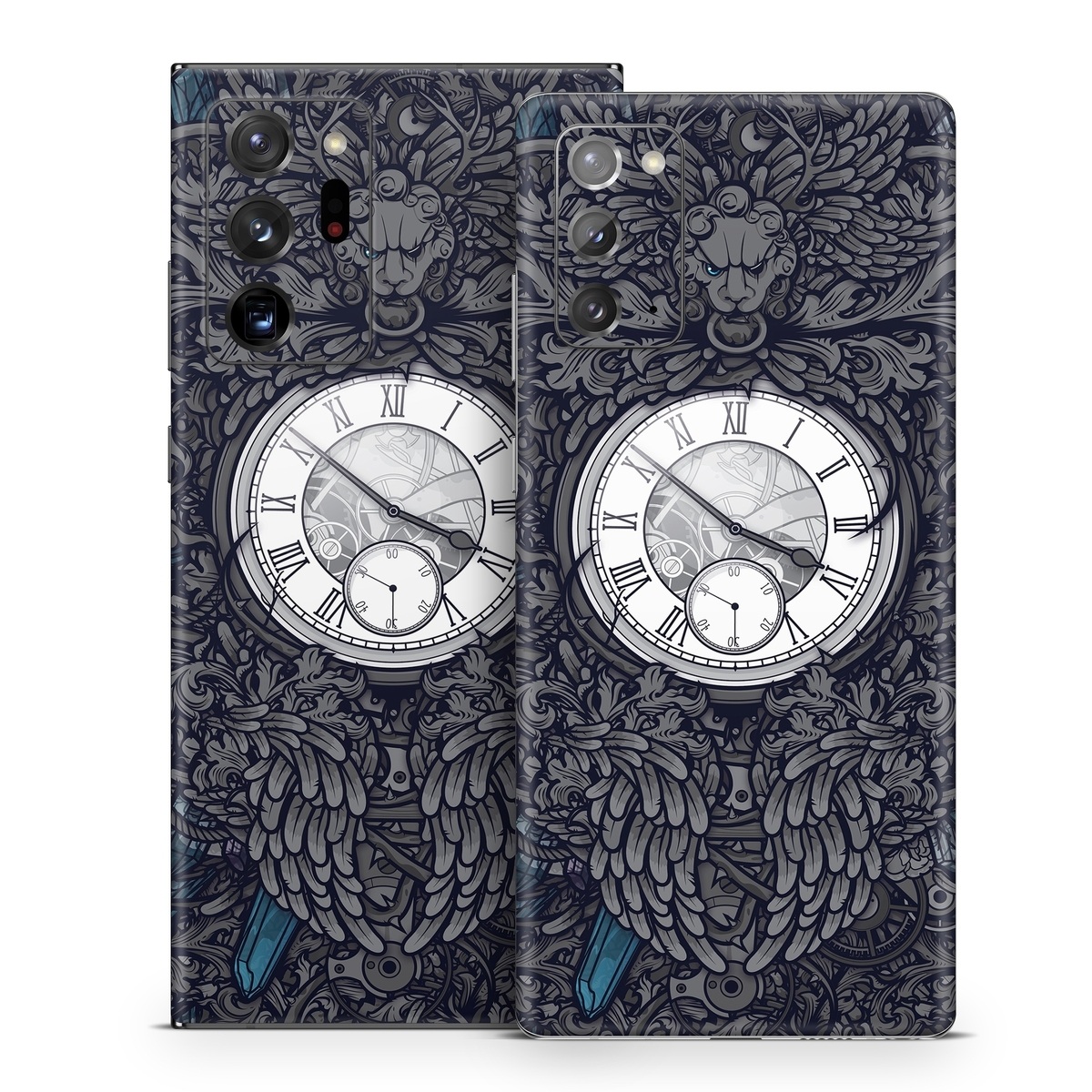 Samsung Galaxy Note 20 Series Skin design of Blue, Pattern, Psychedelic art, Design, Circle, Art, Font, Graphic design, Visual arts, Illustration, with black, gray colors