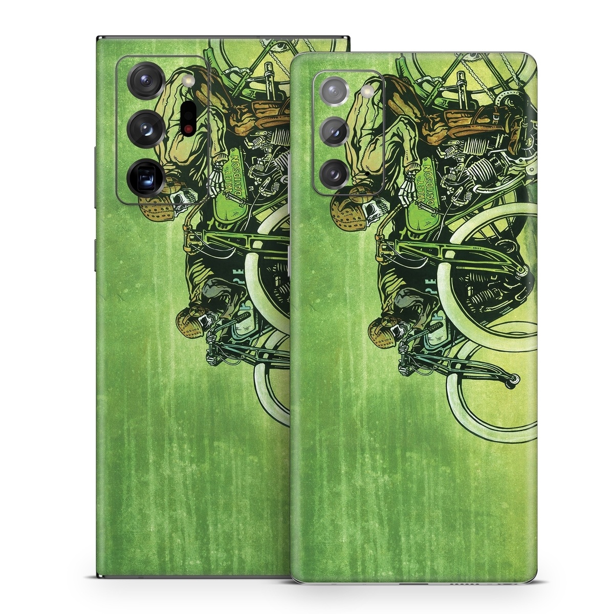 Samsung Galaxy Note 20 Series Skin design of Tire, Wheel, Bicycle, Bicycle tire, Automotive tire, Crankset, Bicycle handlebar, Motor vehicle, Bicycle wheel, Bicycle part, with green, gray, white, black, brown colors