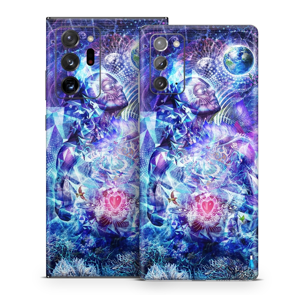 Samsung Galaxy Note 20 Series Skin design of Blue, Purple, Violet, Lavender, Majorelle blue, Psychedelic art, Electric blue, Organism, Art, Design, with blue, green, purple, red, pink colors