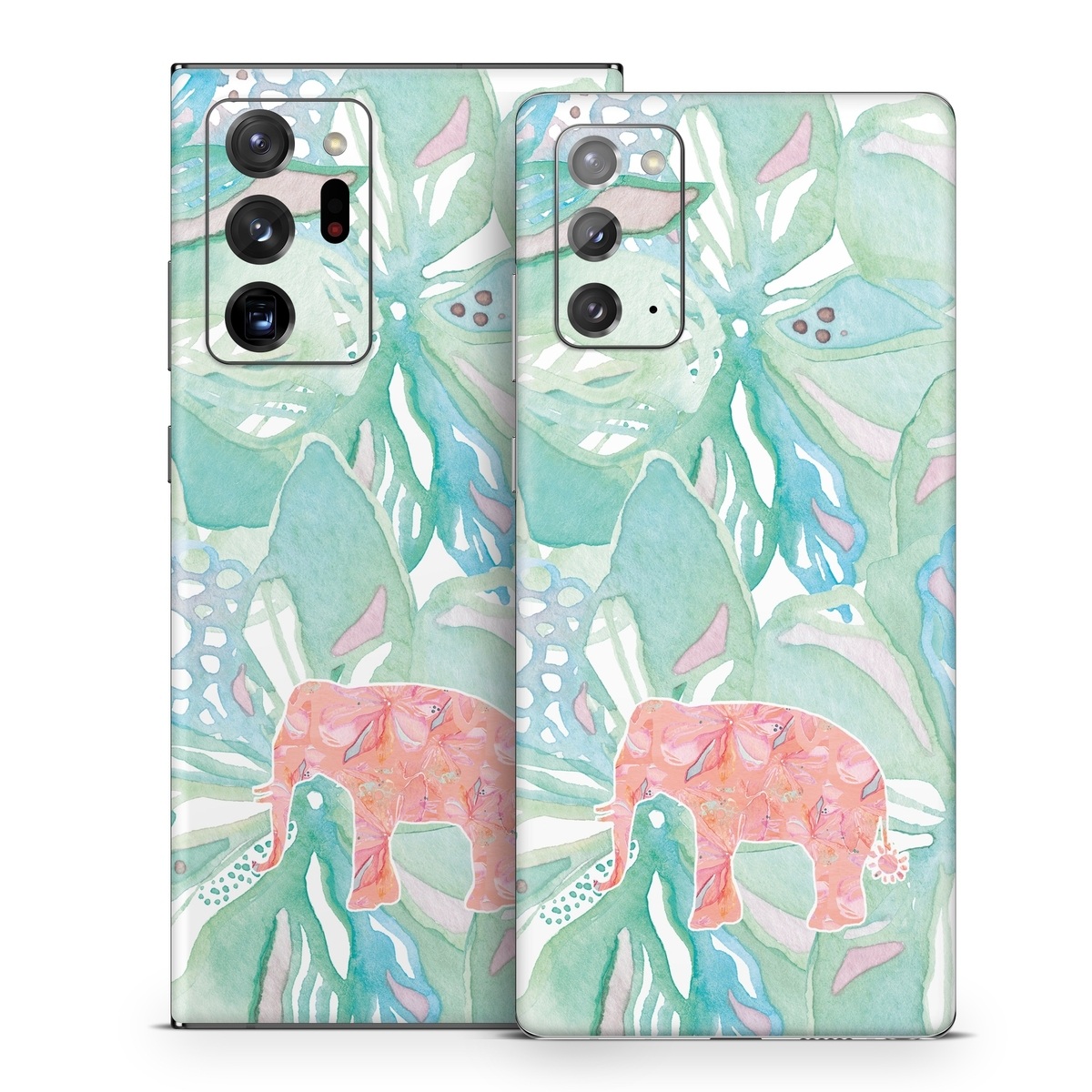 Samsung Galaxy Note 20 Series Skin design of Aqua, Turquoise, Pattern, Wrapping paper, Design, Illustration, Plant, Gift wrapping, Art, with blue, pink, white, green colors