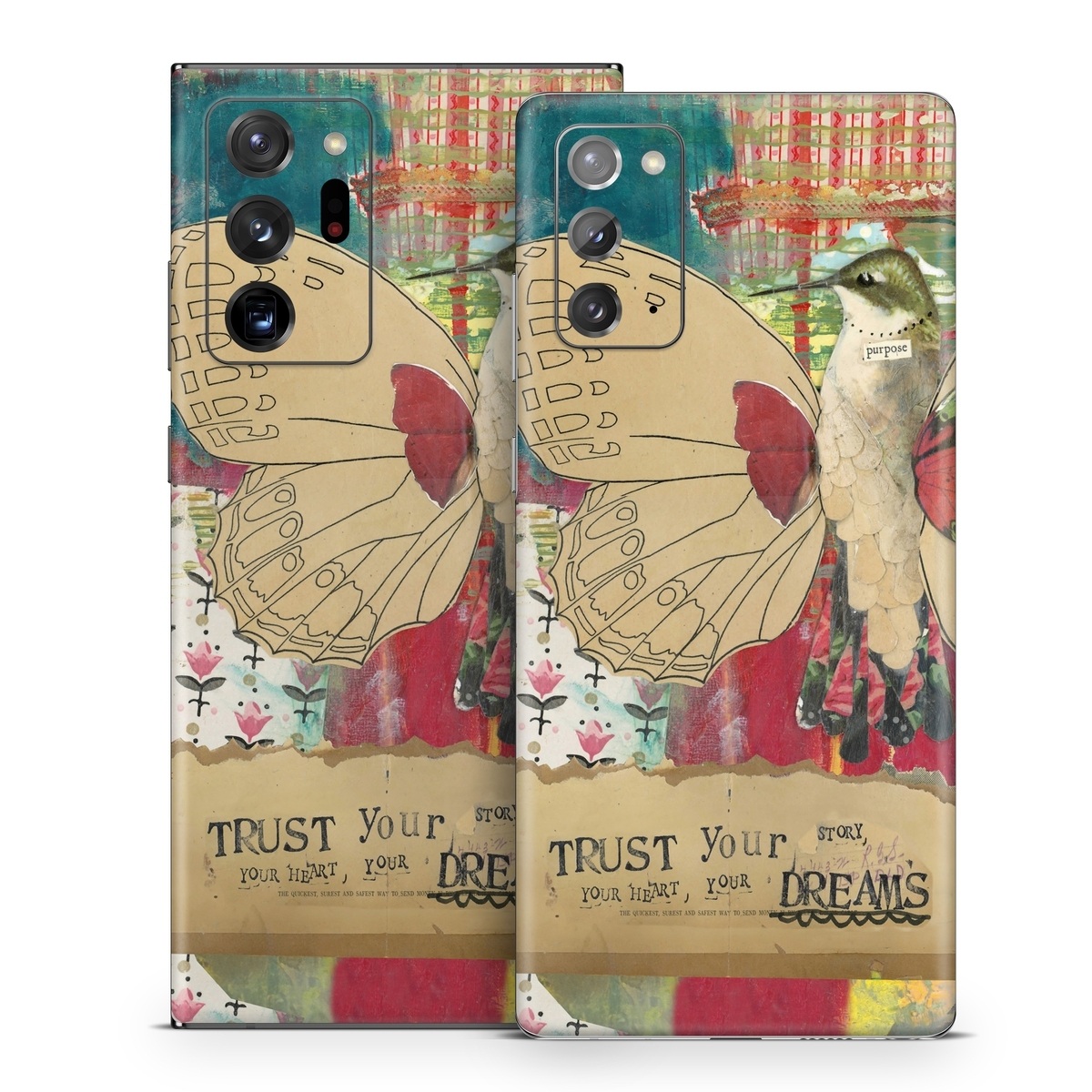 Samsung Galaxy Note 20 Series Skin design of Butterfly, Insect, Moths and butterflies, Pink, Pollinator, Illustration, Wing, Moth, Art, Invertebrate, with yellow, green, brown, red, blue, pink colors