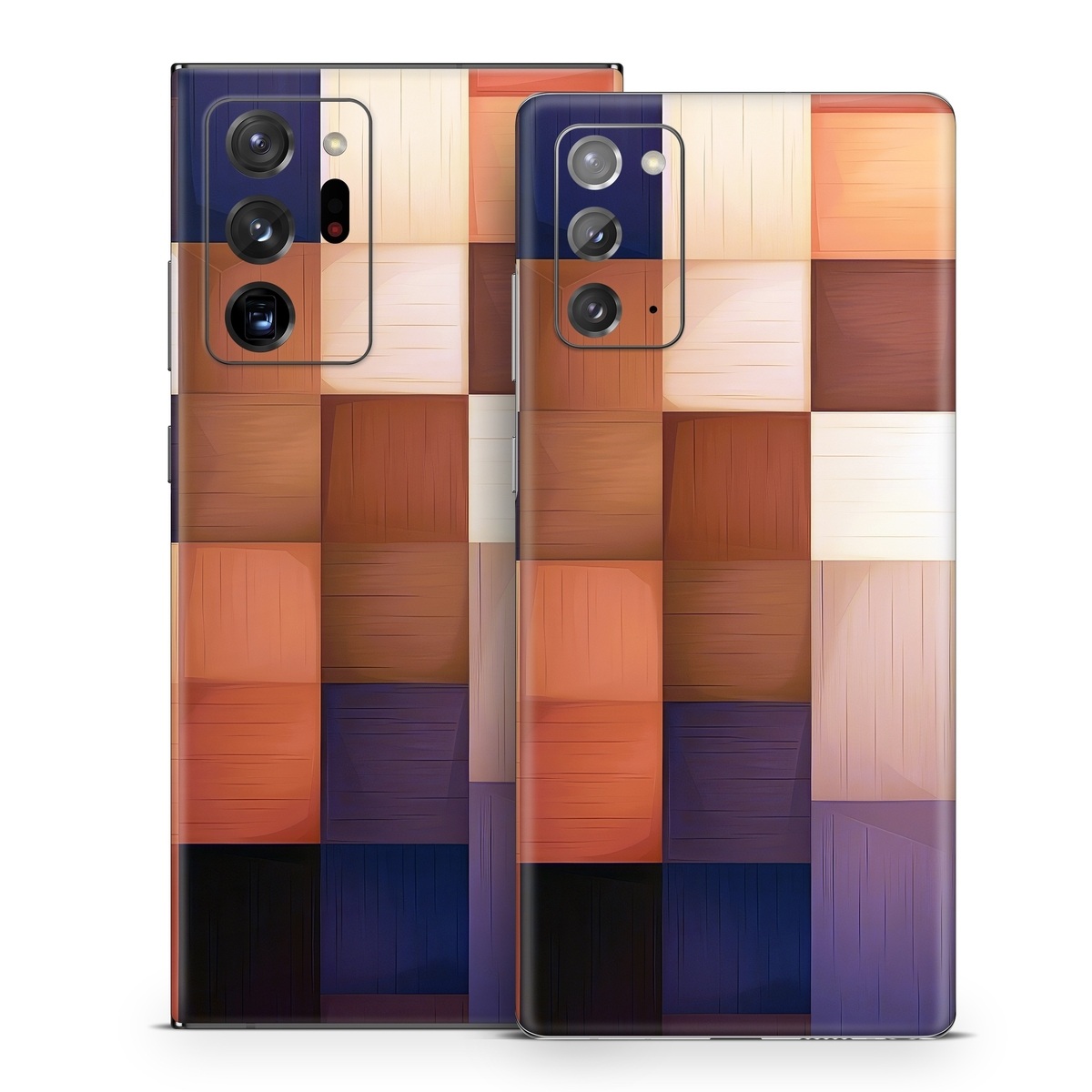 Samsung Galaxy Note 20 Series Skin design of Brown, Light, Rectangle, Product, Wood, Blue, Orange, Amber, Textile, Wood stain, with yellow, orange, red, black, brown, blue, purple colors
