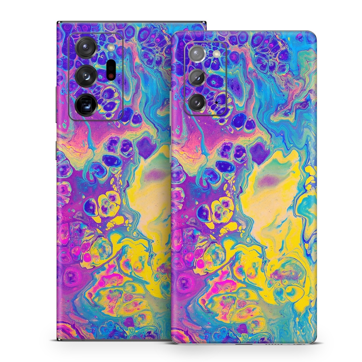 Samsung Galaxy Note 20 Series Skin design of Psychedelic art, Pattern, Purple, Visual arts, Design, Art, Fractal art, Electric blue, Graphic design, Graphics, with blue, yellow, purple, pink colors