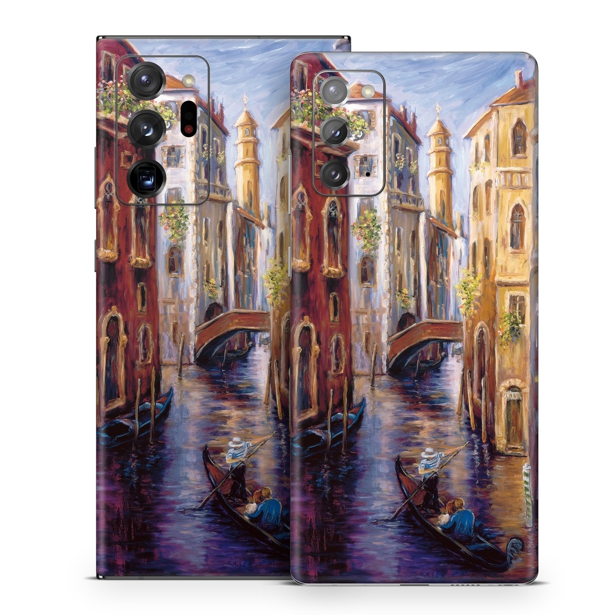 Samsung Galaxy Note 20 Series Skin design of Painting, Watercolor paint, Waterway, Gondola, Canal, Art, Modern art, Acrylic paint, Visual arts, Building, with black, gray, red, green, blue, pink colors