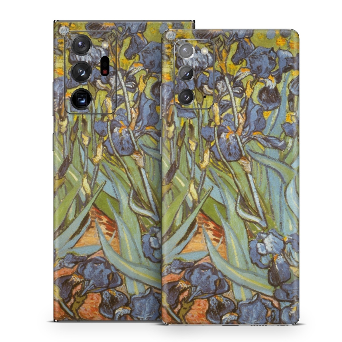 Samsung Galaxy Note 20 Series Skin design of Painting, Plant, Art, Flower, Iris, Modern art, Perennial plant, with gray, green, black, red, blue colors