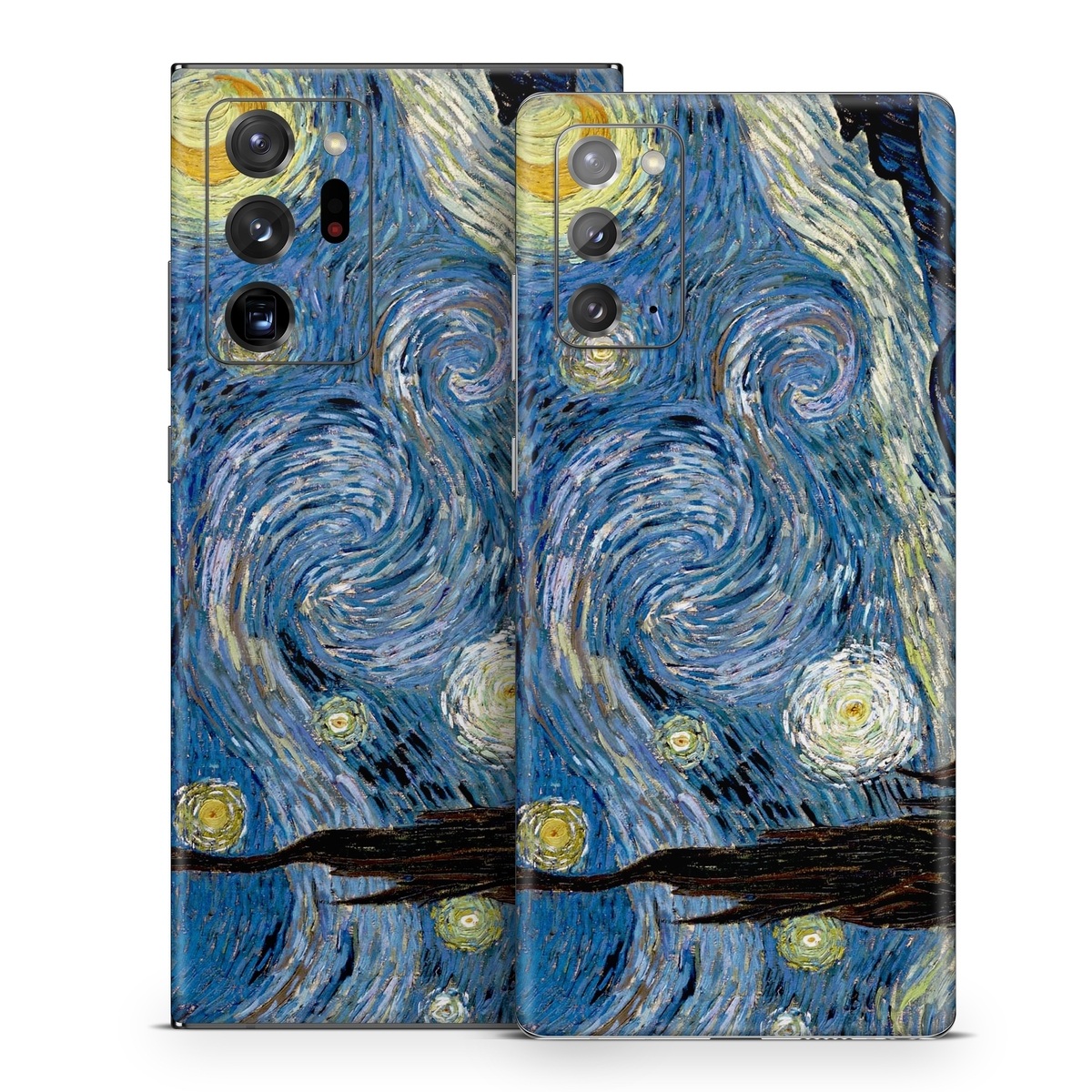 Samsung Galaxy Note 20 Series Skin design of Painting, Purple, Art, Tree, Illustration, Organism, Watercolor paint, Space, Modern art, Plant, with gray, black, blue, green colors