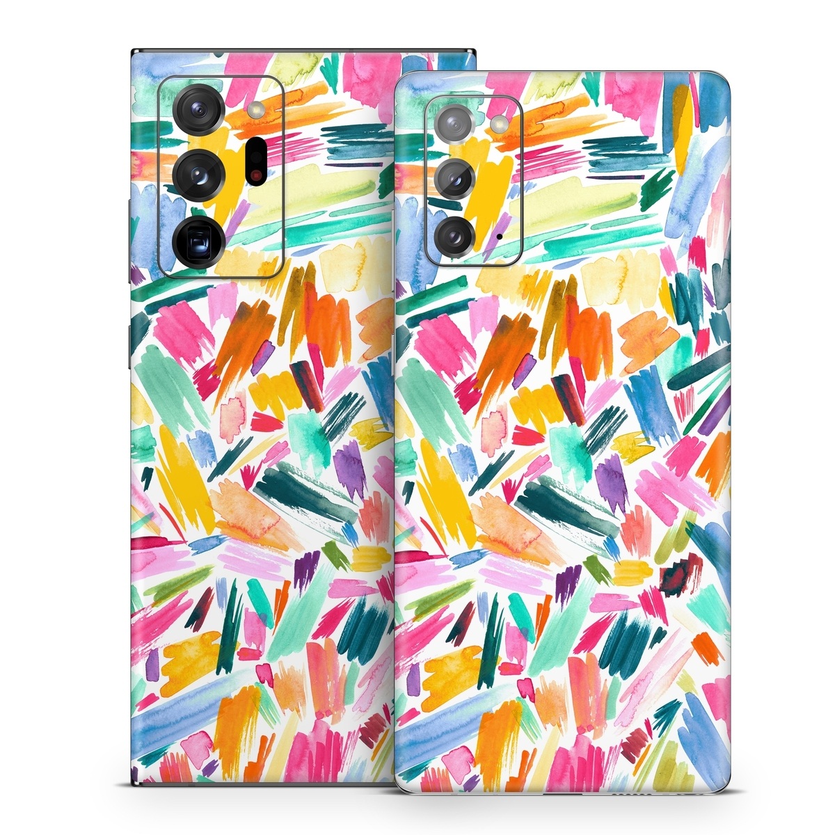 Samsung Galaxy Note 20 Series Skin design of Colorfulness, Art, Triangle, Pattern, Painting, Symmetry, Creative arts, Paint, Electric blue, Art paint, with white, pink, blue, yellow, orange, red, green, gray colors