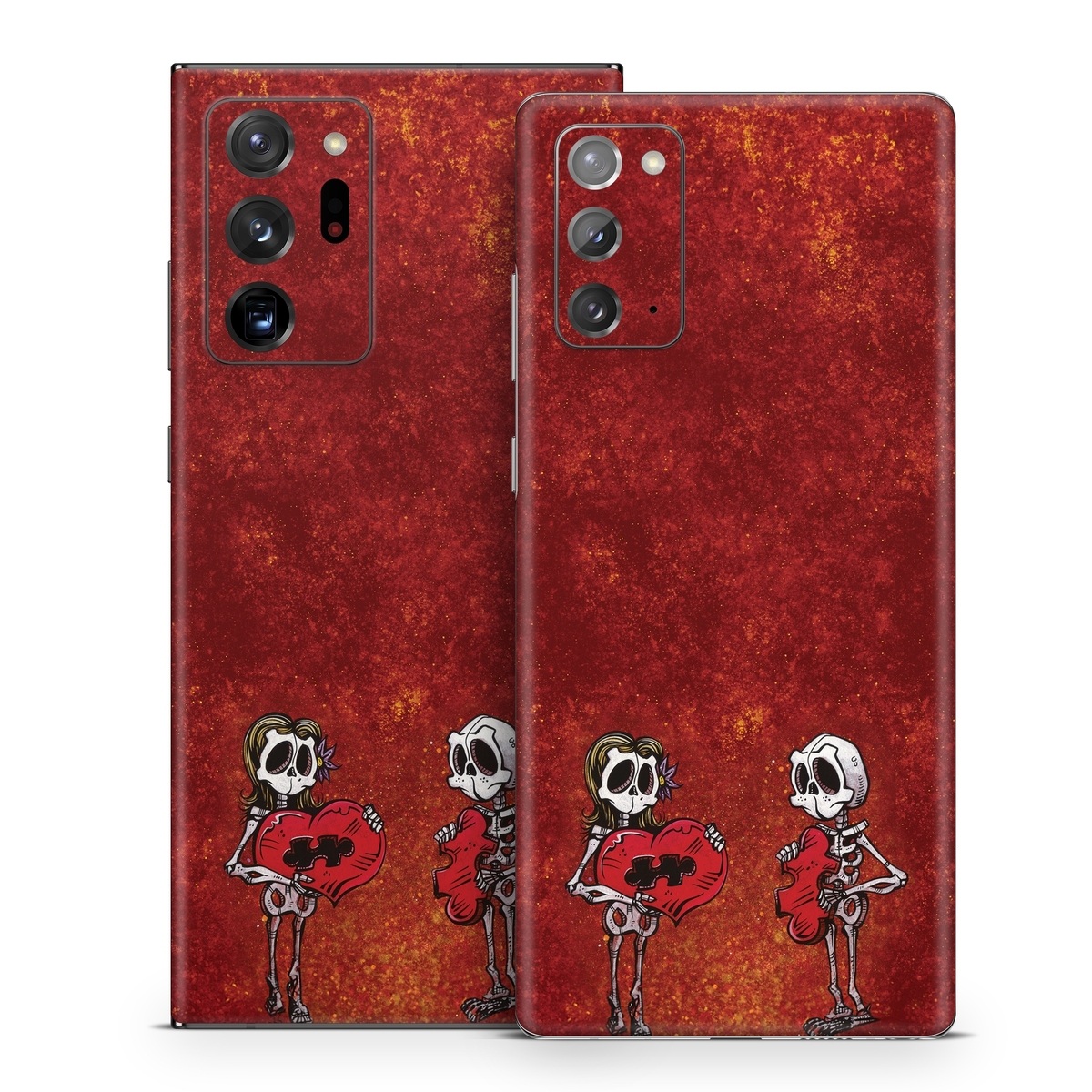 Samsung Galaxy Note 20 Series Skin design of Font, Tints and shades, Bone, Art, Skull, Pattern, Creative arts, Carmine, Visual arts, Rectangle, with white, black, gray, brown, red, yellow, orange colors