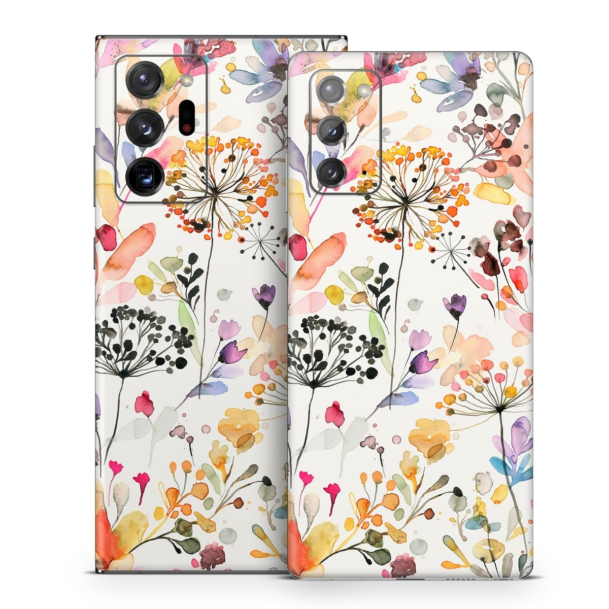 Samsung Galaxy Note 20 Series Skin design of Flower, Petal, Rectangle, Branch, Creative arts, Plant, Line, Art, Painting, Font, with white, pink, red, yellow, orange, green, blue, purple colors