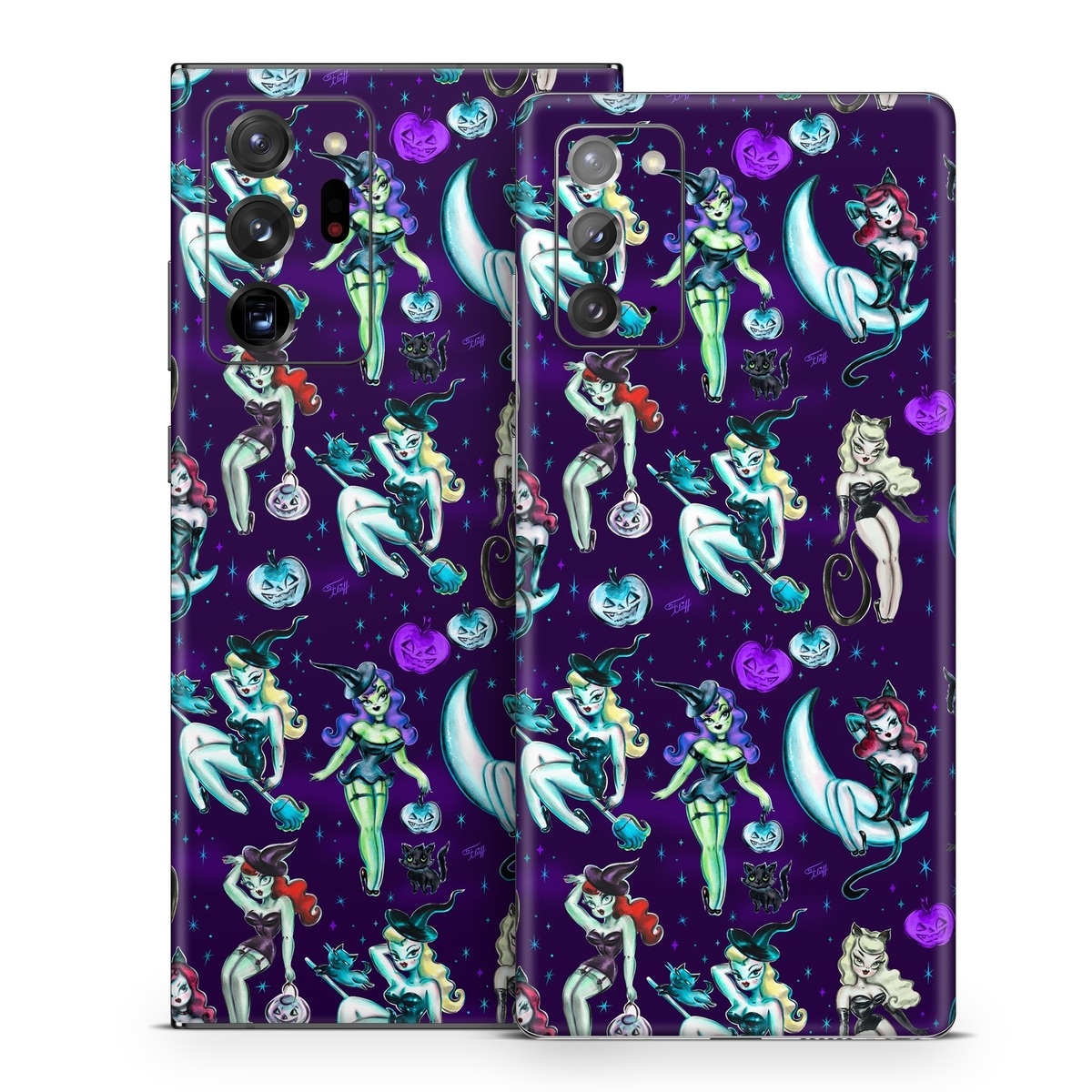 Samsung Galaxy Note 20 Series Skin design of Illustration, Cartoon, Violet, Art, Fictional character, Graphic design, Fiction, Visual arts, Style, Graphics, with blue, green, white, yellow, red, purple colors