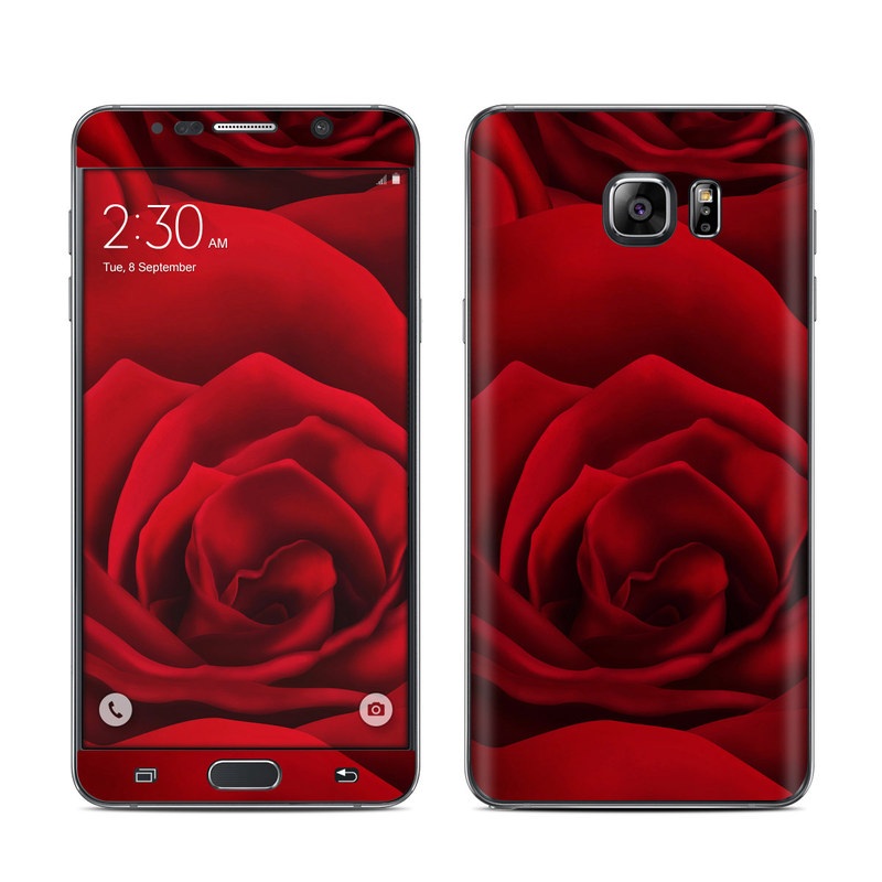 Samsung Galaxy Note 5 Skin design of Red, Garden roses, Rose, Petal, Flower, Nature, Floribunda, Rose family, Close-up, Plant, with black, red colors