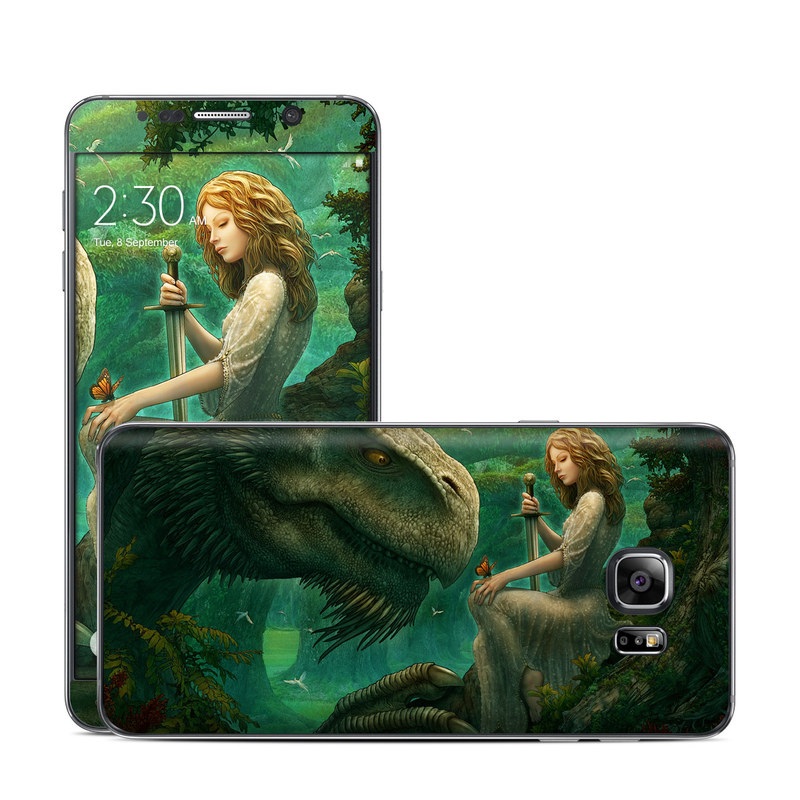 Samsung Galaxy Note 5 Skin design of Dinosaur, Cg artwork, Mythology, Fictional character, Troodon, Extinction, Velociraptor, Illustration, Animated cartoon, Tyrannosaurus, with black, green, gray, red colors