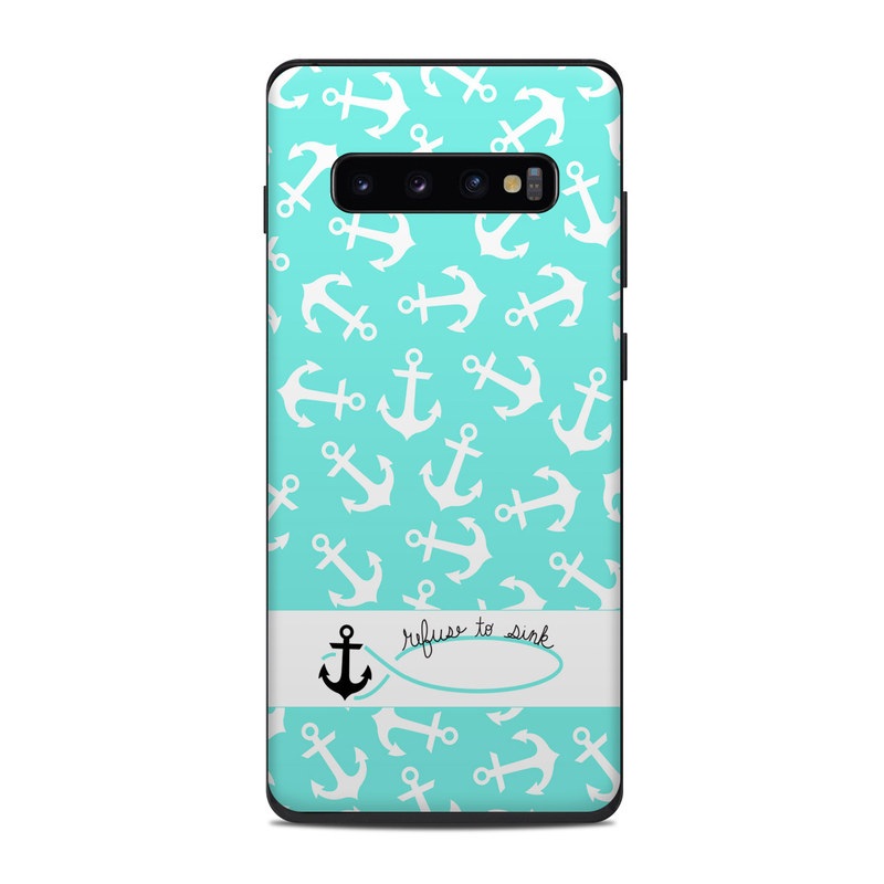 Samsung Galaxy S10 Plus Skin design of Text, Turquoise, Aqua, Font, Teal, Pattern, Line, Design, Illustration, with gray, white, blue, green colors