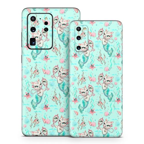Merkittens with Pearls Aqua Samsung Galaxy S20 Series Skin