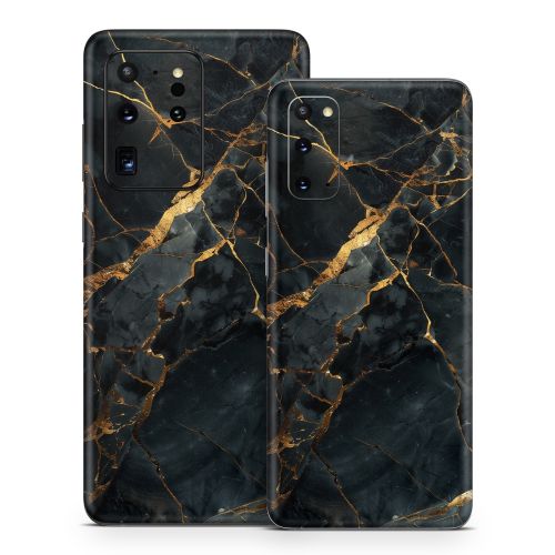 Repaired Black Marble Samsung Galaxy S20 Series Skin