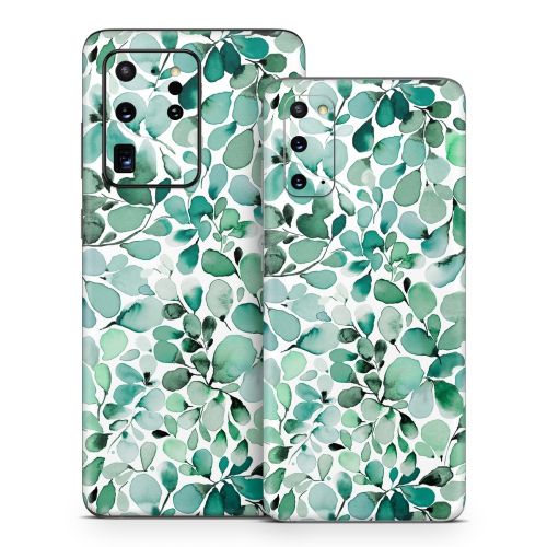 Watercolor Eucalyptus Leaves Samsung Galaxy S20 Series Skin
