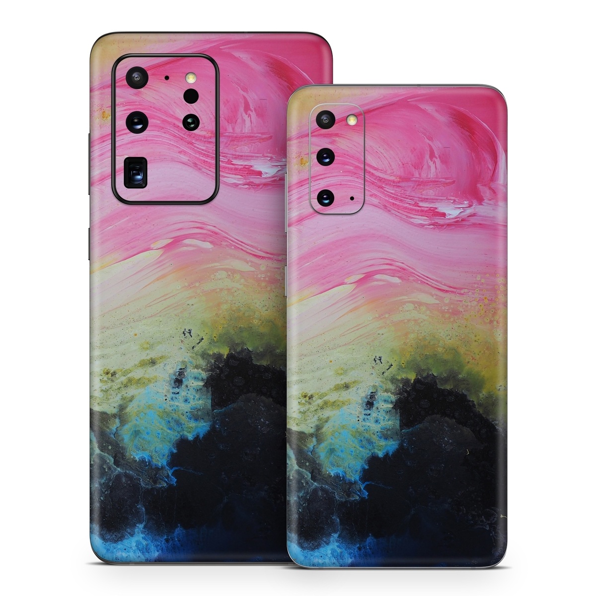 Samsung Galaxy S20 Series Skin design of Painting, Modern art, Acrylic paint, Art, Pink, Watercolor paint, Visual arts, Paint, Artwork, Magenta, with pink, yellow, orange, blue, black, red colors