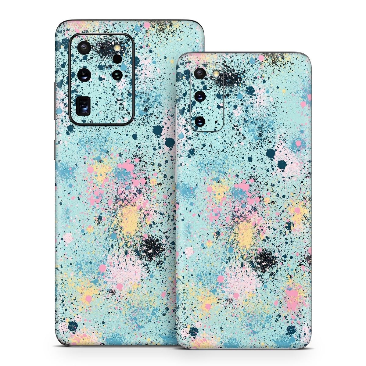 Samsung Galaxy S20 Series Skin design of Colorfulness, Art, Paint, Aqua, Art paint, Pattern, Tints and shades, Magenta, Electric blue, Creative arts, with blue, black, pink, yellow colors