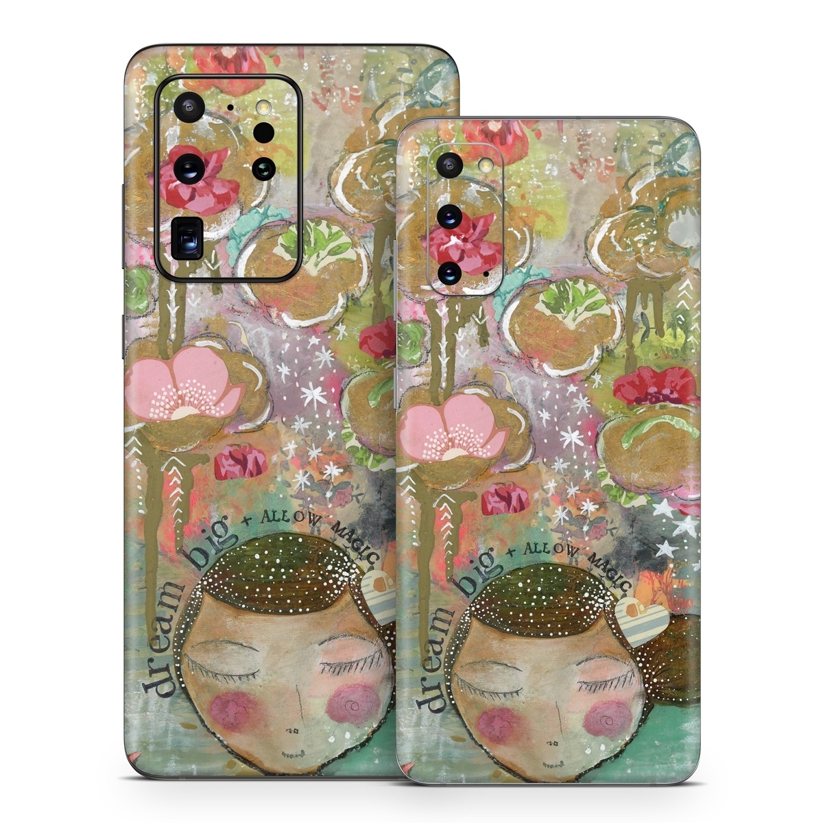Samsung Galaxy S20 Series Skin design of Painting, Pink, Illustration, Art, Child art, Watercolor paint, Drawing, Visual arts, Still life, with brown, pink, red, green, white, black, orange, gray colors