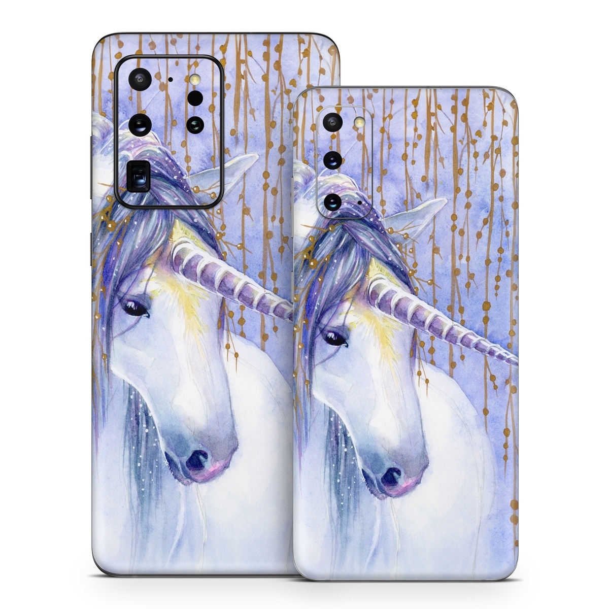 Samsung Galaxy S20 Series Skin design of Horse, Eyelash, Painting, Working animal, Line, Art, Paint, Snout, Pack animal, Illustration, with white, purple, brown, yellow colors
