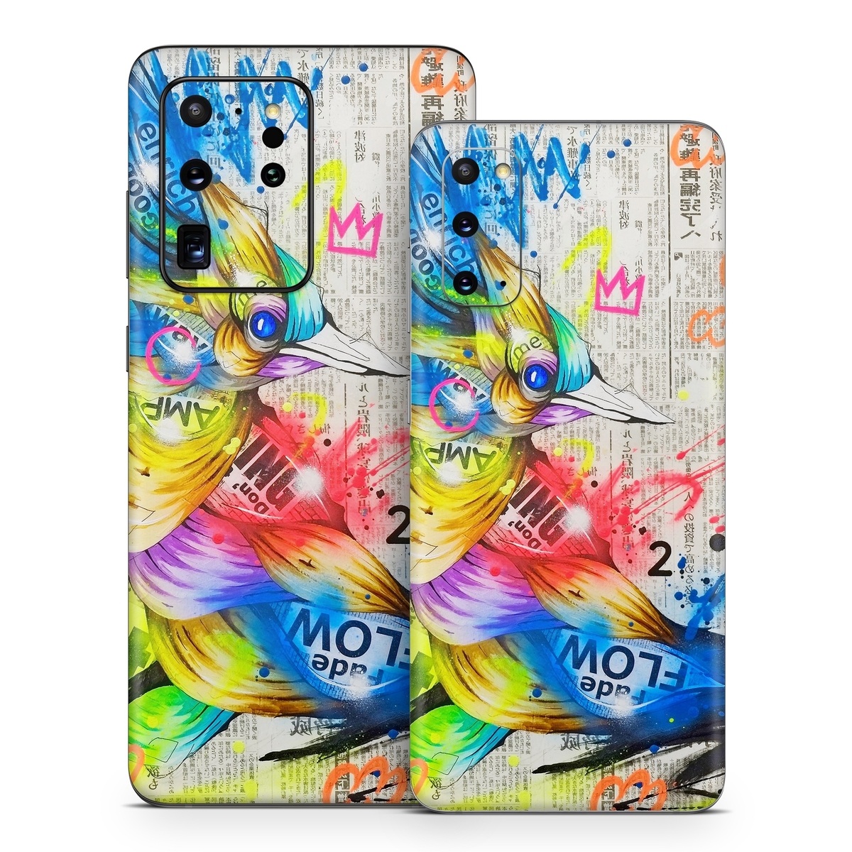 Samsung Galaxy S20 Series Skin design of Graphic design, Font, Art, Graphics, Illustration, with blue, red, orange, pink, white, black, yellow, green colors