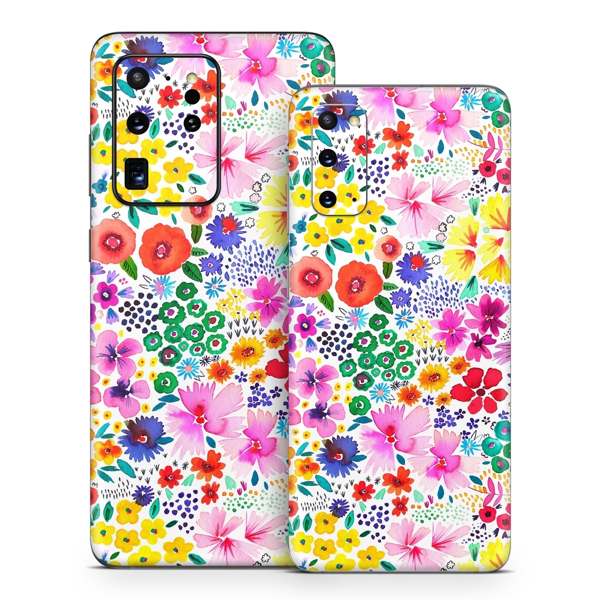 Samsung Galaxy S20 Series Skin design of Colorfulness, Flower, Pink, Art, Magenta, Pattern, Creative arts, Petal, Symmetry, Electric blue, with white, pink, green, red, blue, purple, yellow, orange colors