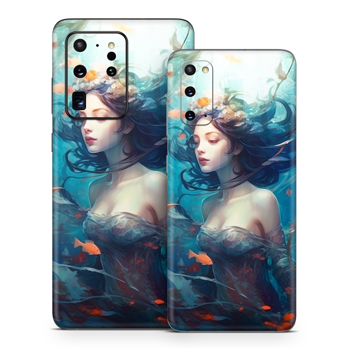 Samsung Galaxy S20 Series Skin design of Azure, Organism, Aqua, Art, Electric blue, Cg artwork, Visual arts, Graphics, Pattern, Painting, with red, blue, yellow, orange, white, black colors