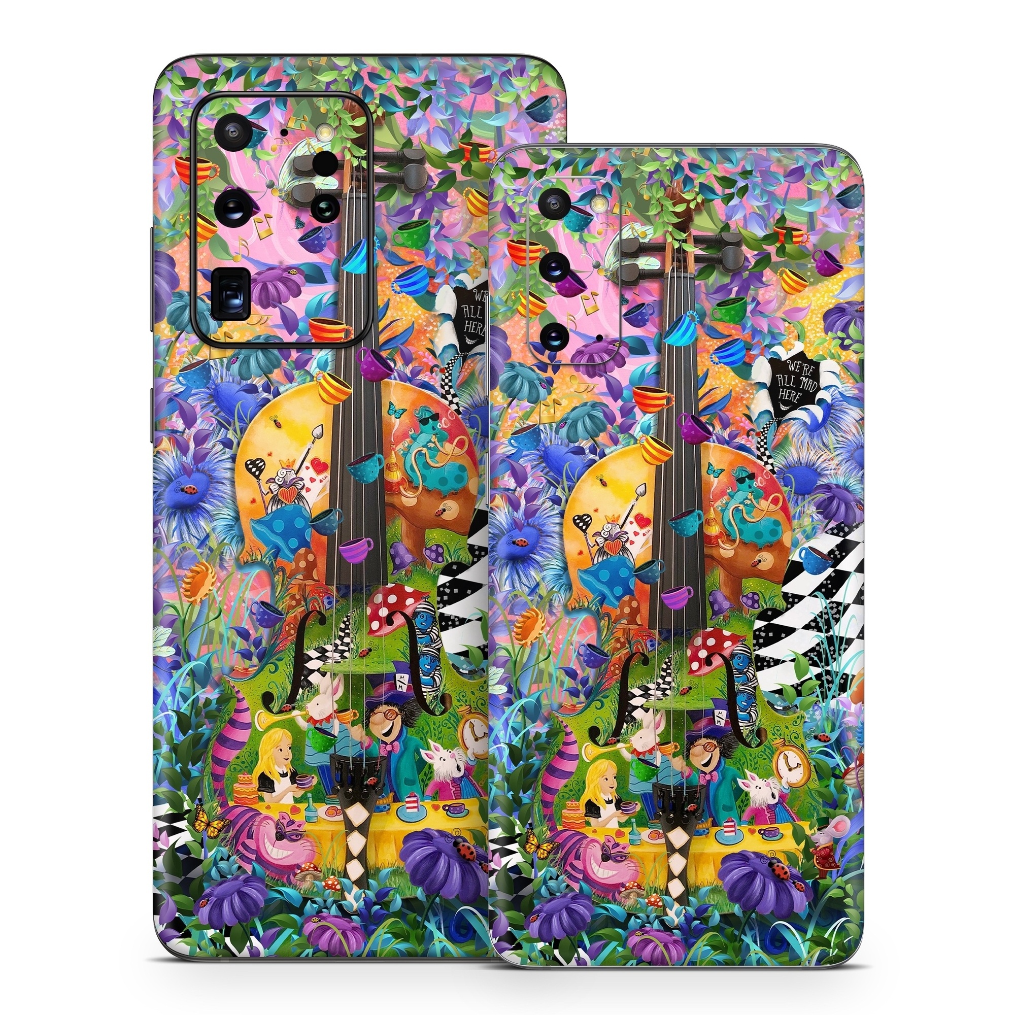 Samsung Galaxy S20 Series Skin design of Textile, Organism, Painting, Art, Pattern, Creative arts, Electric blue, Visual arts, Graphics, Illustration, with purple, blue, white, black, yellow, orange, green, pink, brown, red colors