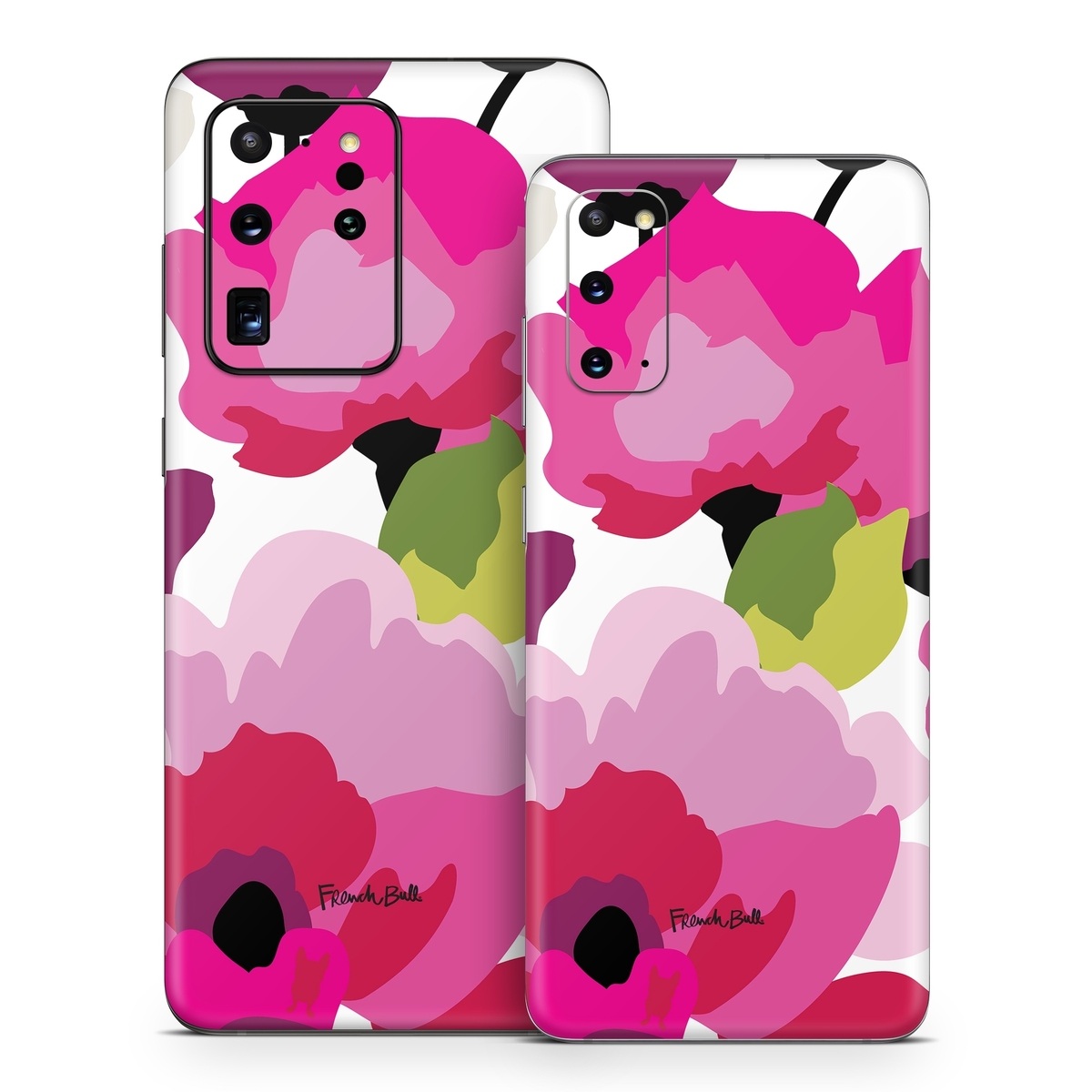 Samsung Galaxy S20 Series Skin design of Pink, Flower, Pattern, Petal, Plant, Floral design, Design, Botany, Magenta, Anemone, with white, pink, green, red colors