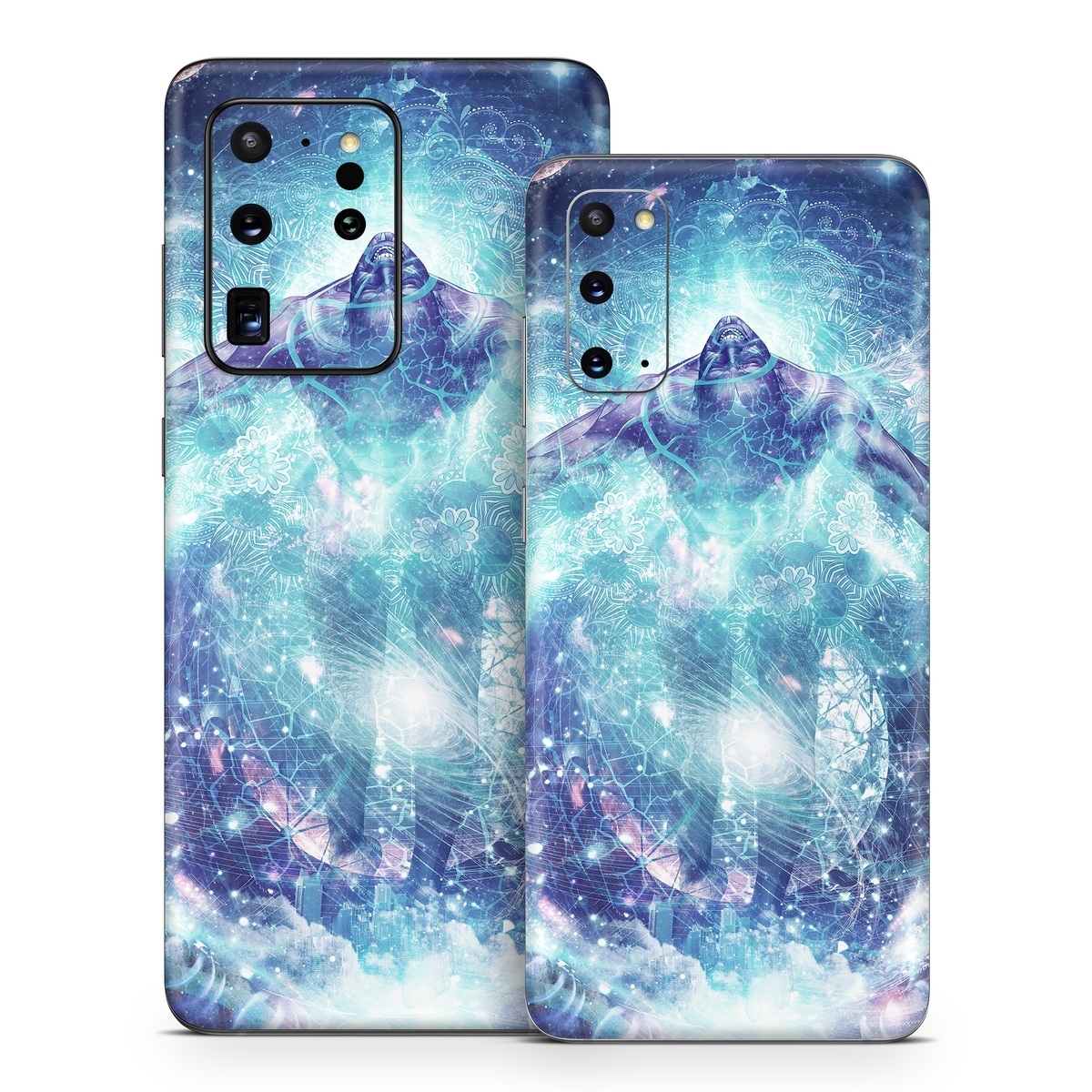 Samsung Galaxy S20 Series Skin design of Outer space, Astronomical object, Universe, Space, Sky, Atmosphere, Fractal art, Nebula, Science, Star, with blue, black, red, yellow, white colors