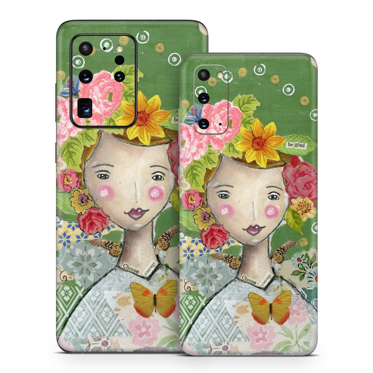 Samsung Galaxy S20 Series Skin design of Watercolor paint, Illustration, Art, Painting, Plant, Flower, Visual arts, Paint, Child art, Acrylic paint, with green, pink, red, orange, white, blue, brown colors