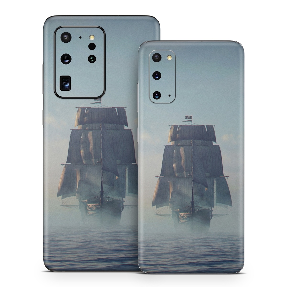 Samsung Galaxy S20 Series Skin design of Atmospheric phenomenon, Vehicle, Mode of transport, Watercraft, Ship, Sea, with white, blue, black, gray colors