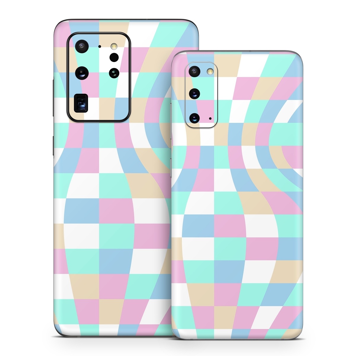 Samsung Galaxy S20 Series Skin design of Azure, Textile, Rectangle, Art, Pink, Painting, Aqua, Font, Magenta, Material property, with white, blue, pink colors