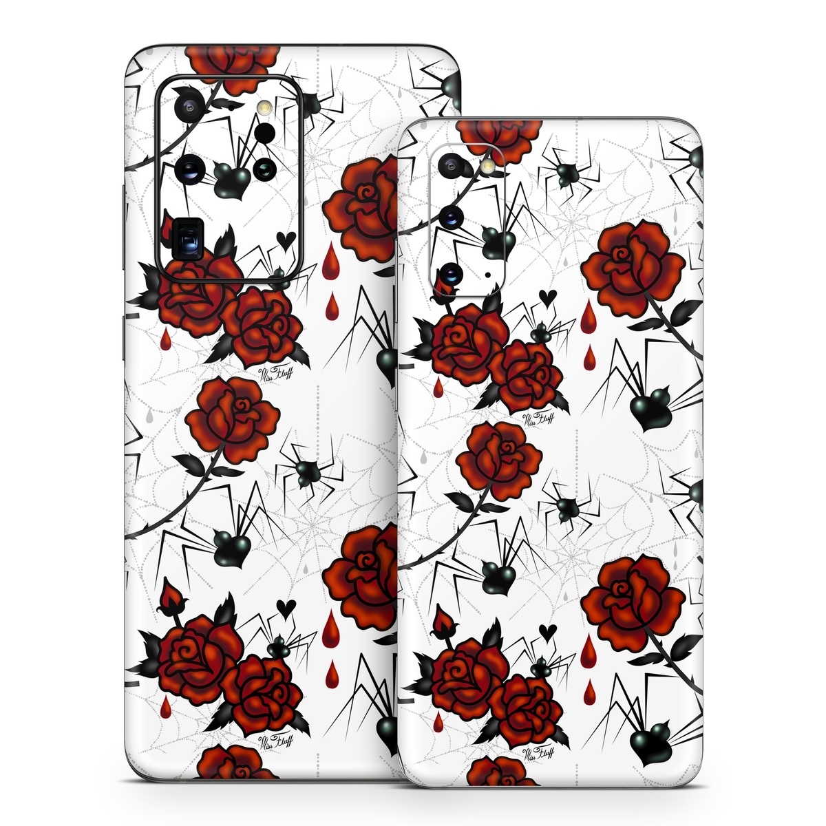 Samsung Galaxy S20 Series Skin design of Red, Pattern, Flower, Plant, Design, Floral design, Petal, Coquelicot, Wildflower, Rose, with black, white, red colors