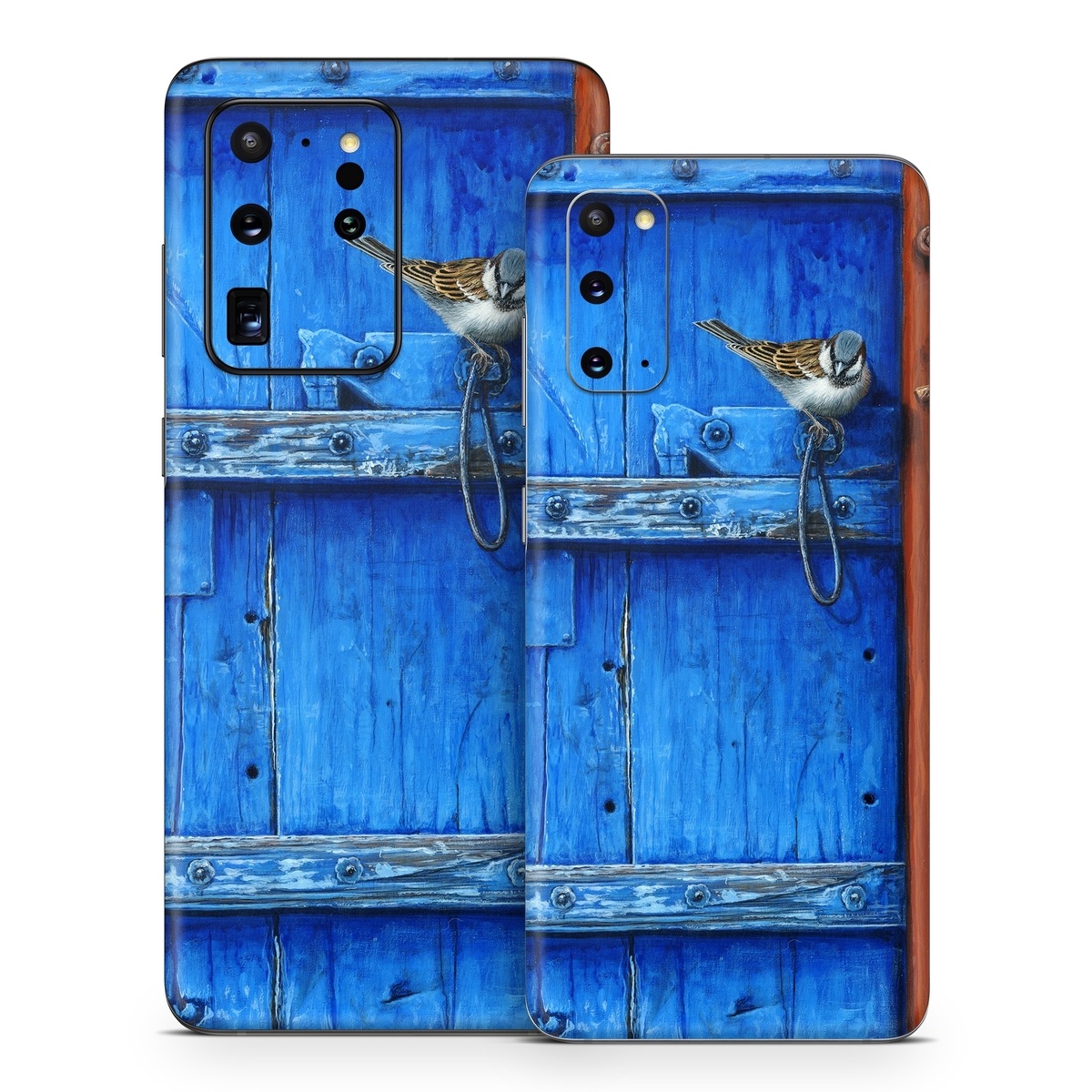 Samsung Galaxy S20 Series Skin design of Blue, Wood, Door handle, Door, Wall, Door knocker, Electric blue, Still life photography, Window, Handle, with red, blue, brown colors